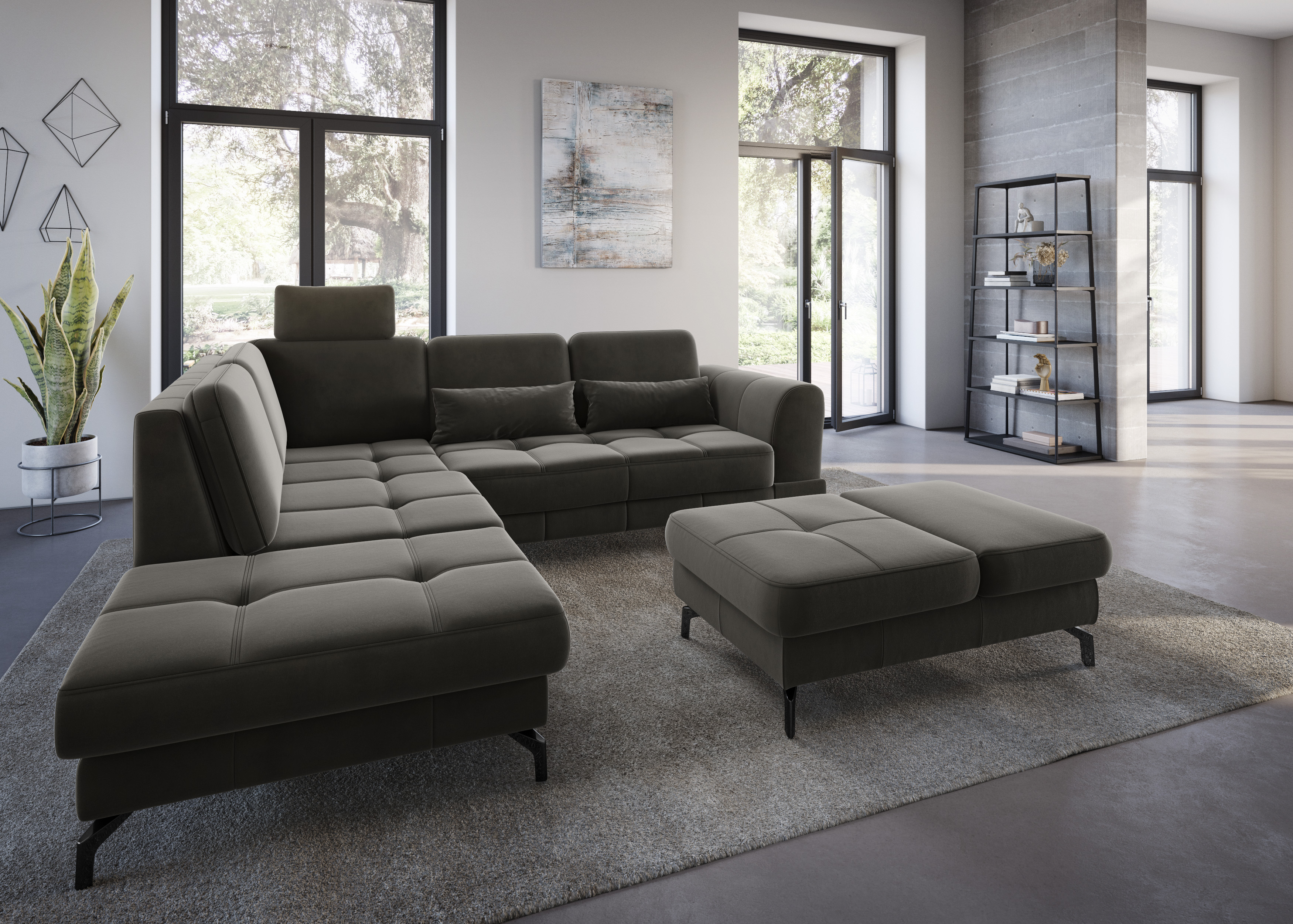 sit&more Ecksofa "Bendigo L-Form" inklusive Sitztiefenverstellung, Bodenfreiheit 12 cm, in 2 Fußfarben