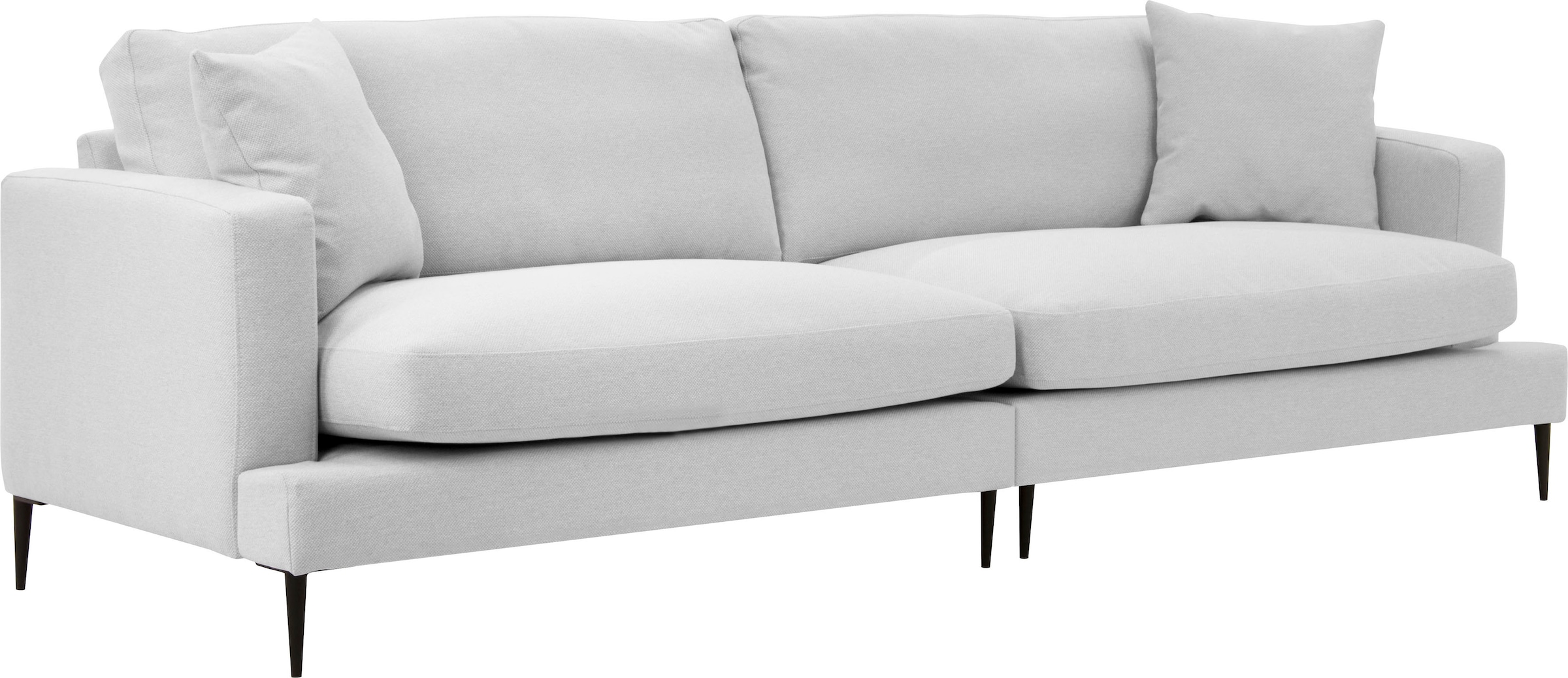 Leonique 3-Sitzer »Cozy elegantes Designsofa, Maße B/T/H: 211/97/80 cm«, mit losen Kissen und Metallbeinen
