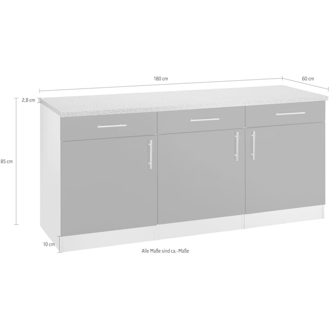 wiho Küchen Unterschrank »Kiel«, 180 cm breit | BAUR