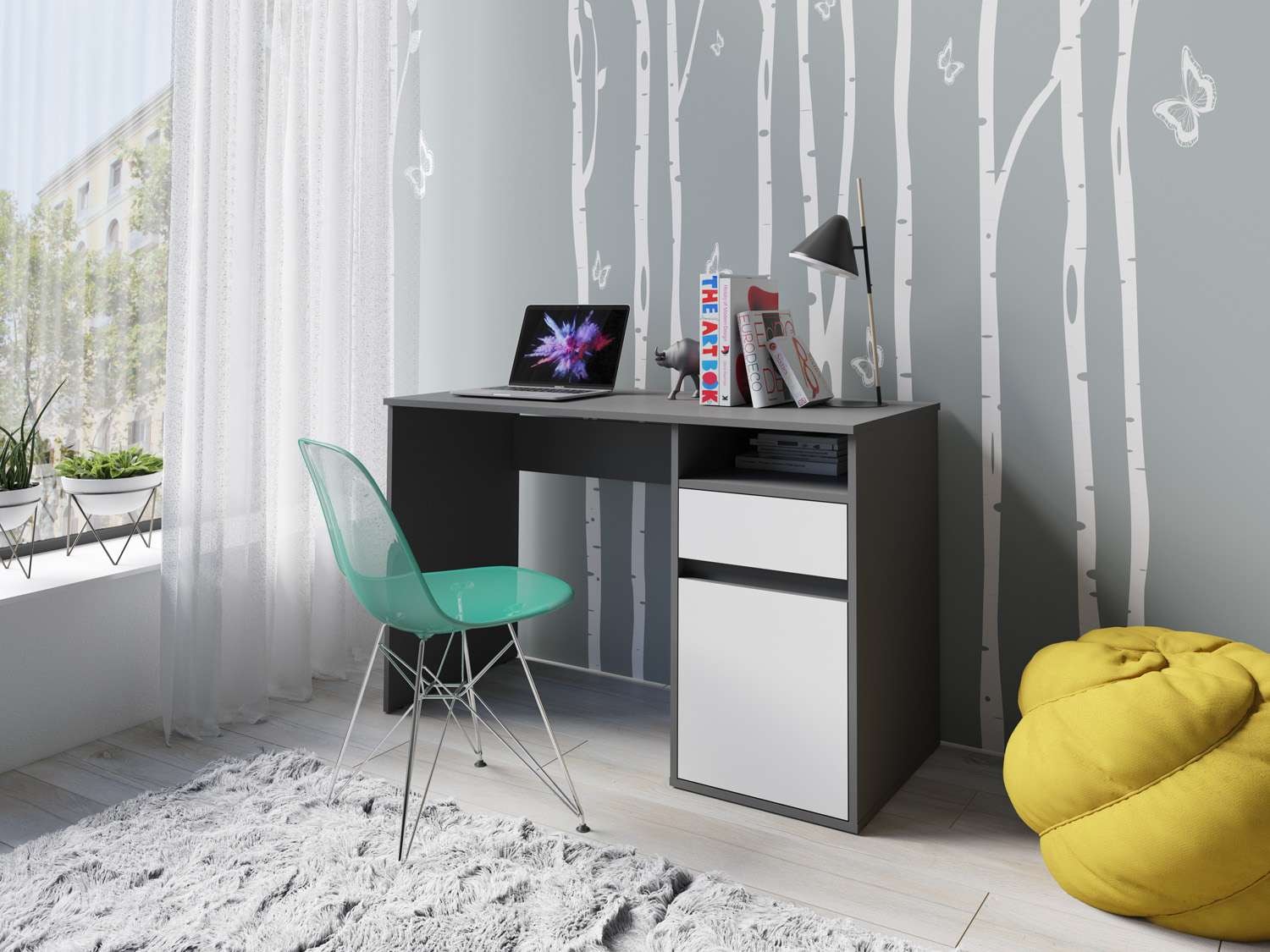 INOSIGN Schreibtisch »Tinsley«, mit Schublade, und Tür, Breite 120 x53 cm