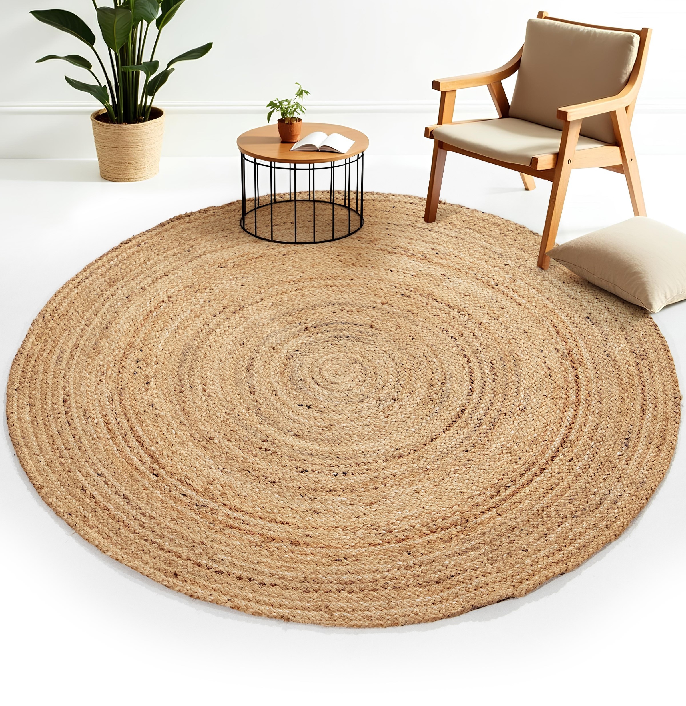 carpetfine Teppich "Nele Juteteppich Naturfaser" rund 6 mm Höhe geflochtener Wendeteppich aus 100% Jute, quadratisch und als Läufer