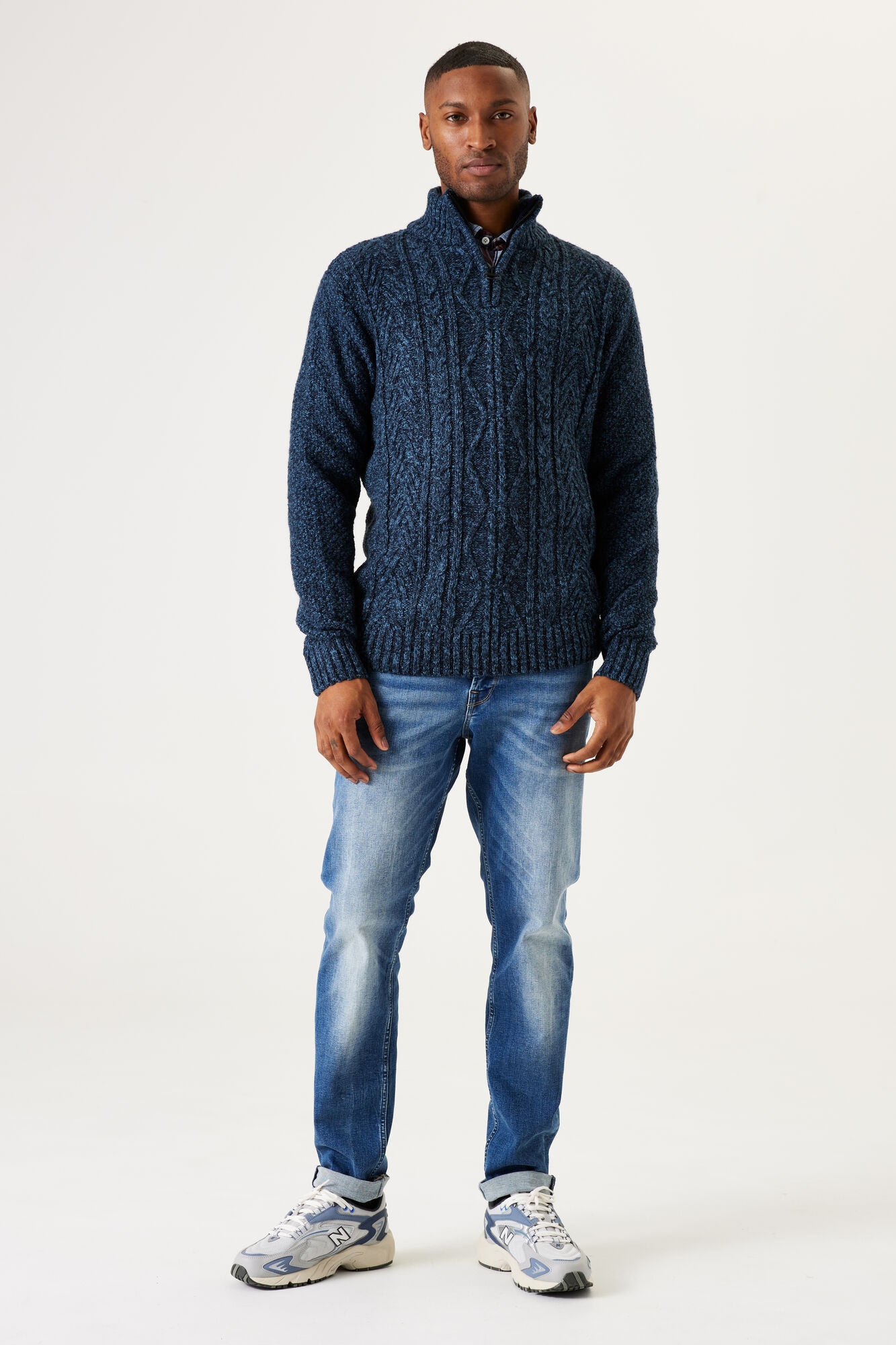 Garcia Strickpullover, mit Zipper und Zopfmuster