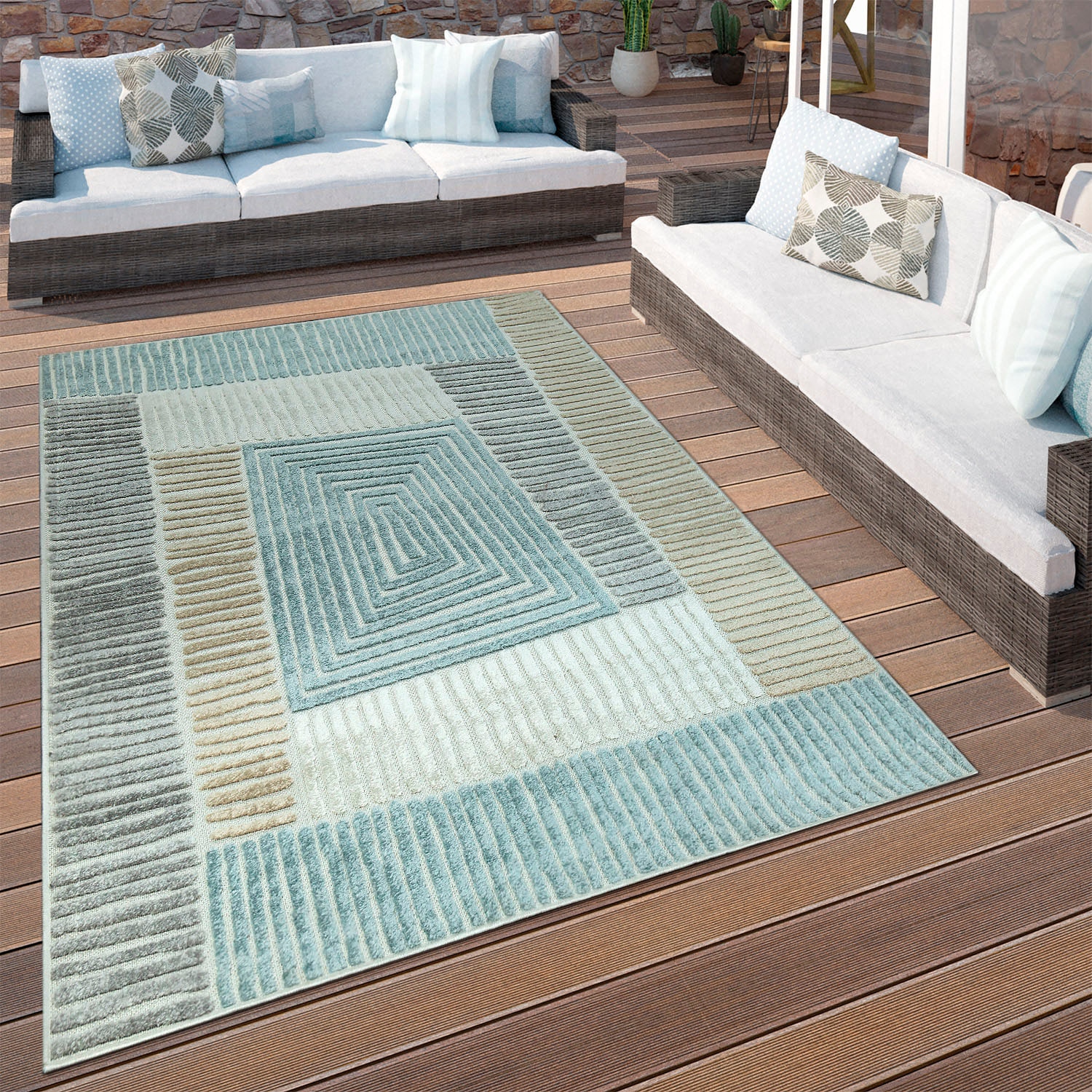 Paco Home Teppich »Stilo 850«, rechteckig, 12 mm Höhe, In- und Outdoor geeignet, Wohnzimmer