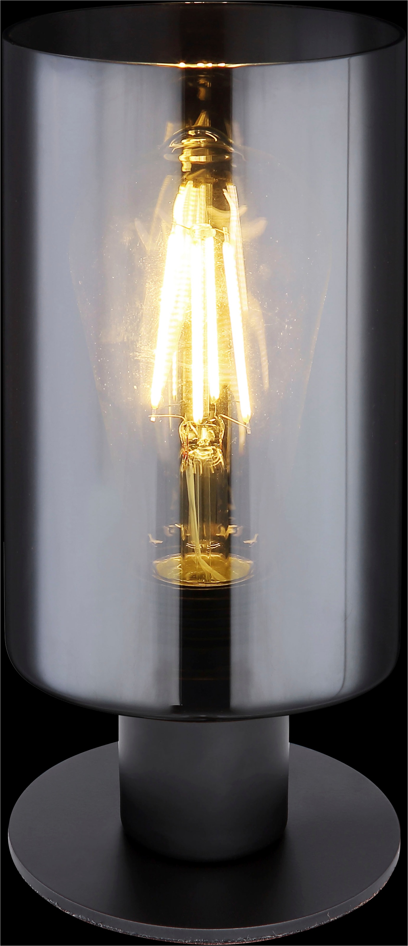 GLOBO LIGHTING Tischleuchte »HADERA« E27 1 Stk. Tischlampe schwarz Glas ø: 100mm, H: 215mm Schlafzimmer