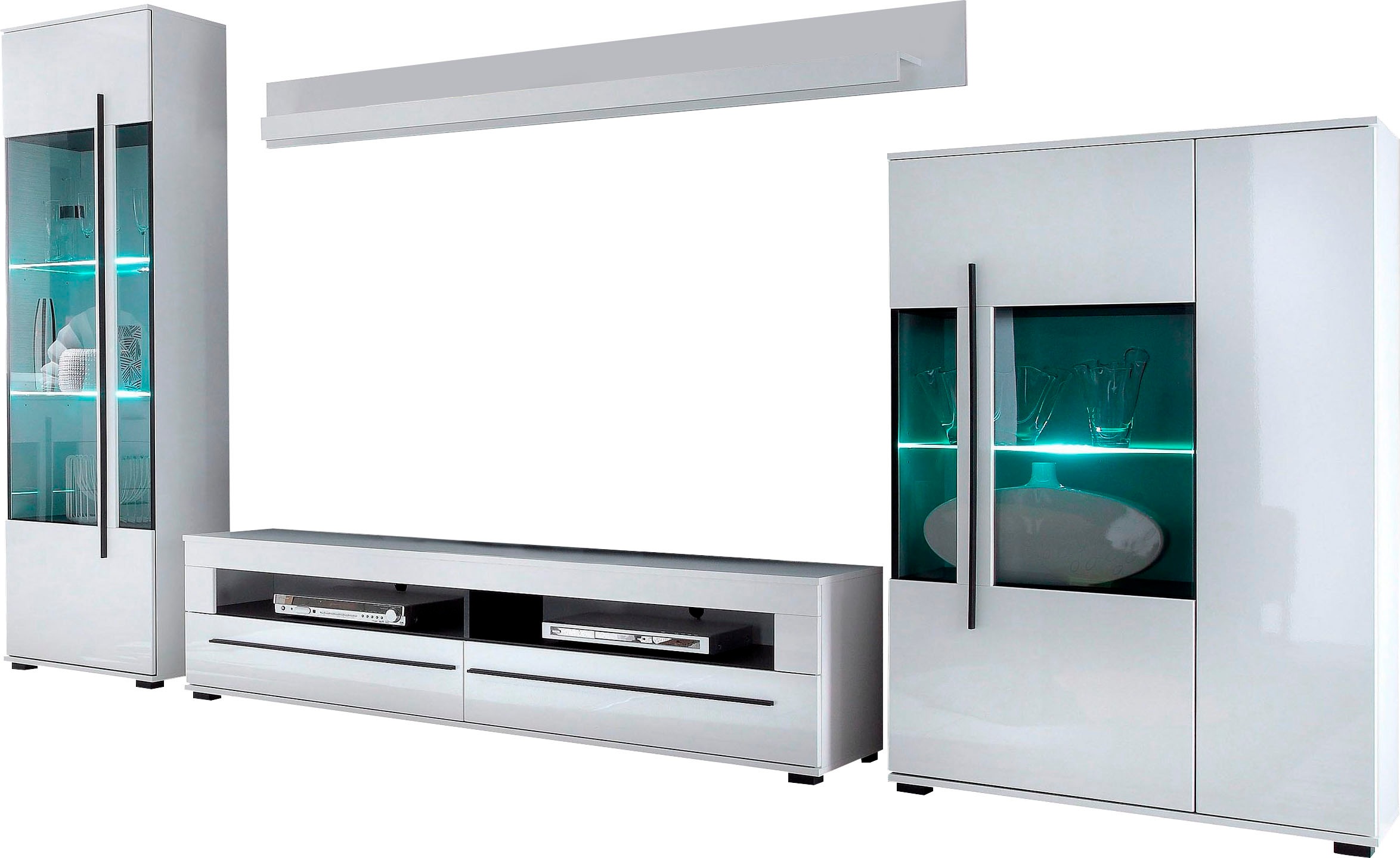 Home affaire Wohnwand "Cantara, moderne Anbauwand, Wohnzimmer-Set, in Eiche günstig online kaufen