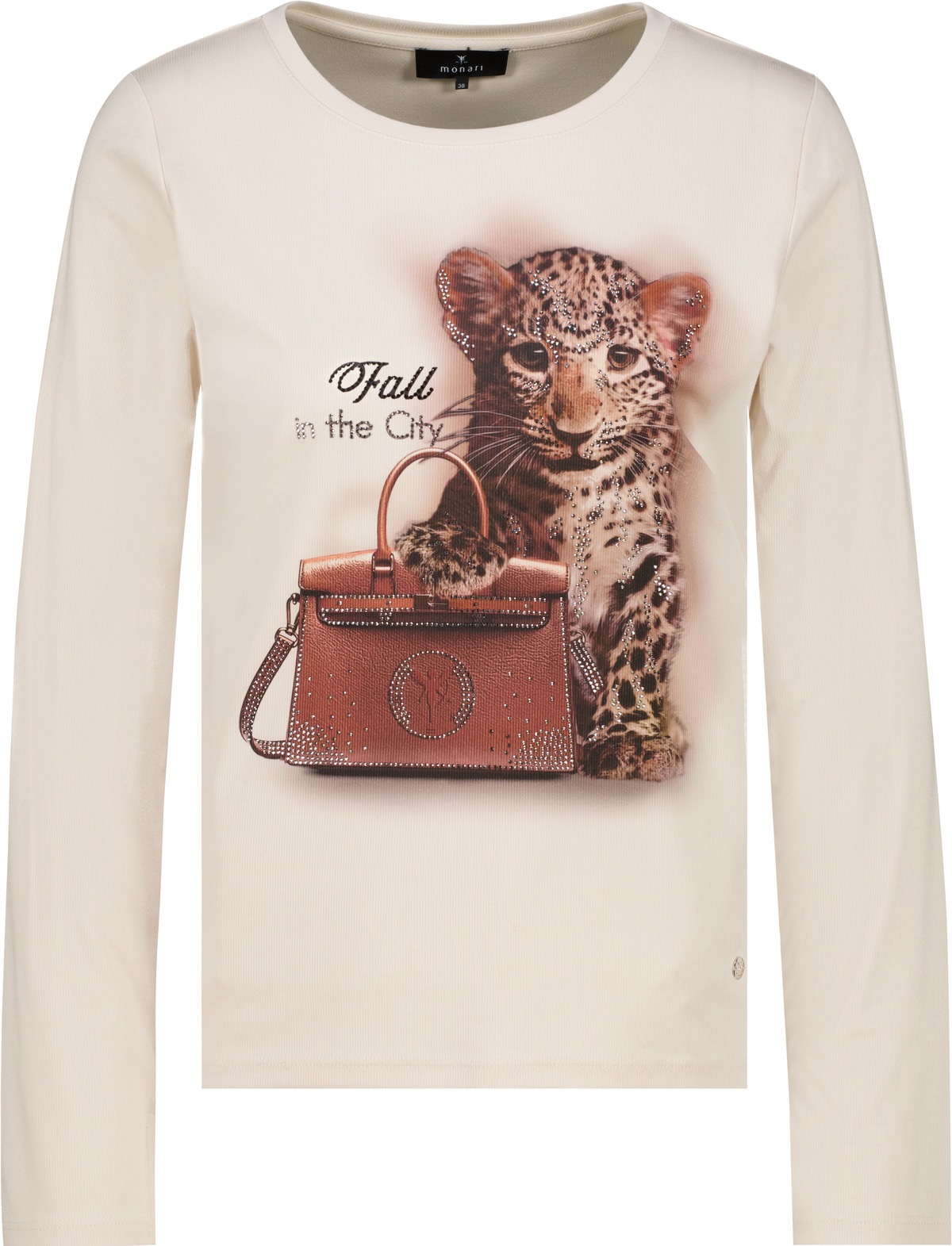 Monari Langarmshirt Regular fit, Strasssteine, Rundhalsausschnitt