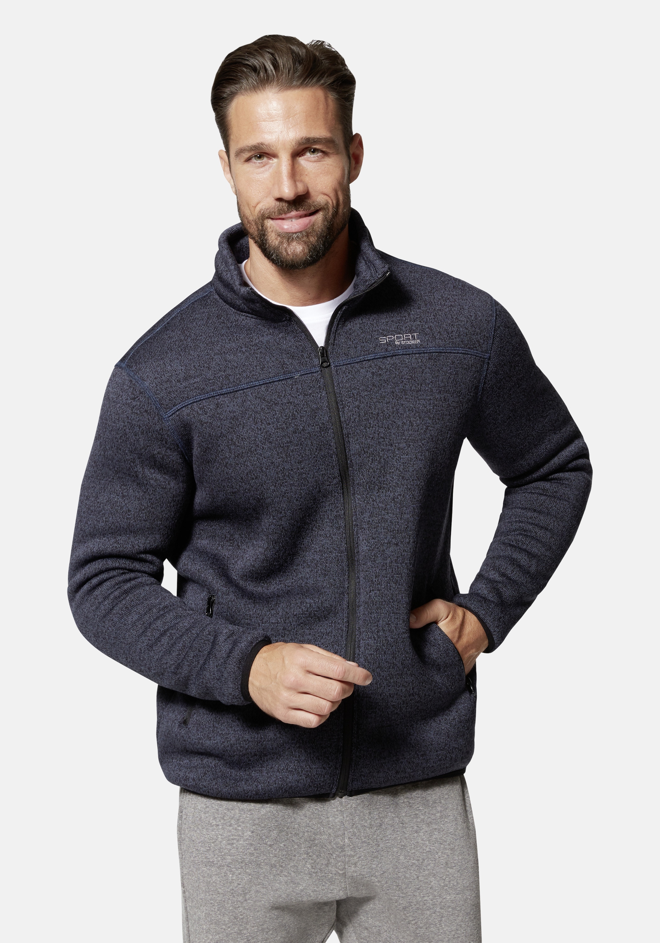 Stooker Men Sweatjacke "JOEL mit Stehkragen Strick-Fleecejacke", Sherpa fle günstig online kaufen