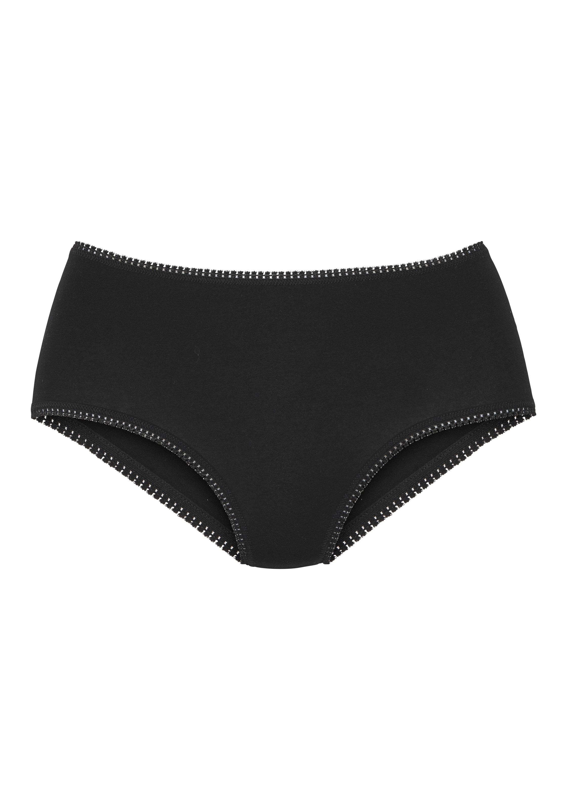 LASCANA Taillenslip 3er Pack,  Beinabschluss mit feiner Spitze, unifarbene Optik