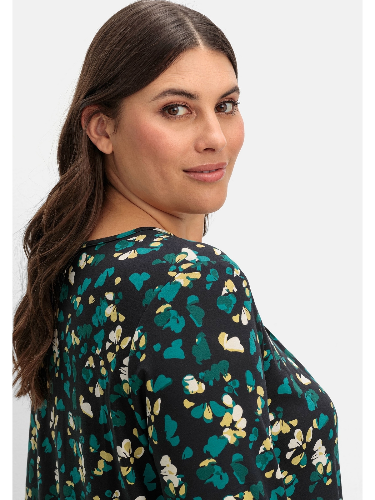 Sheego 3/4-Arm-Shirt »Große Größen«, mit floralem Alloverdruck