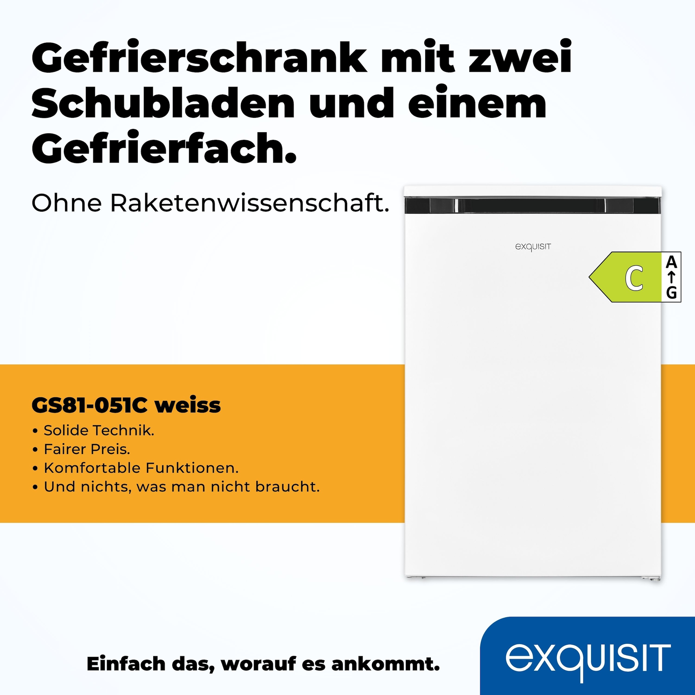 exquisit Gefrierschrank »GS81-051C«, 84,5 cm hoch, 54,9 cm breit