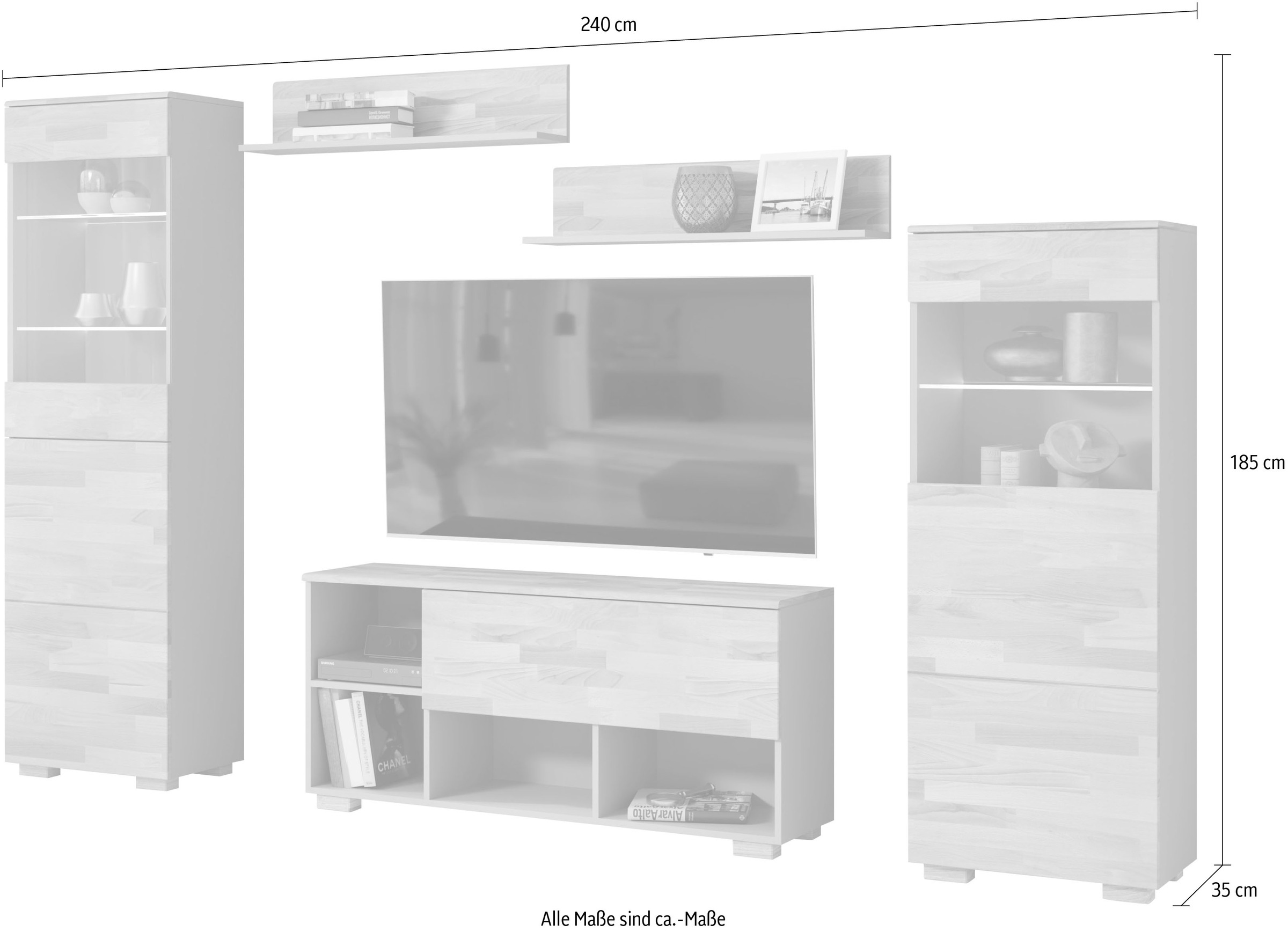 Home affaire Wohnwand, (5 St.), schöne moderne Optik