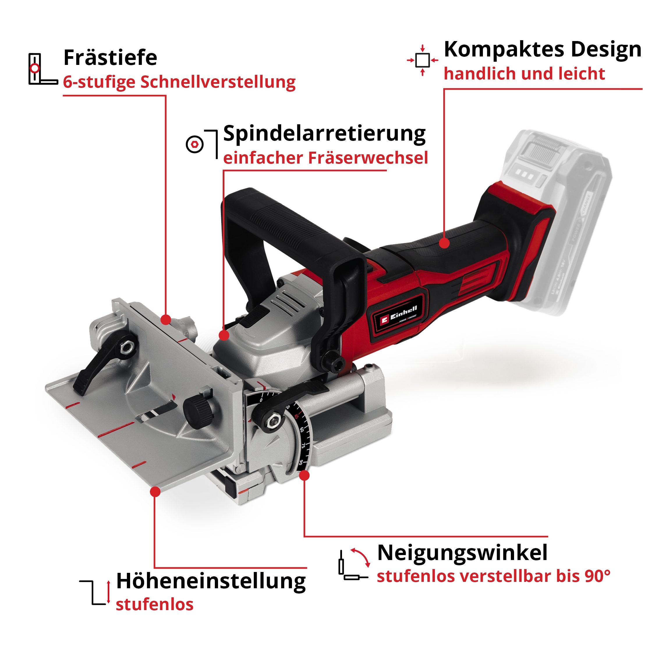 Einhell Flachdübelfräse »TE-BJ 18 Li - Solo«, Power X-Change, ohne Akku und Ladegerät