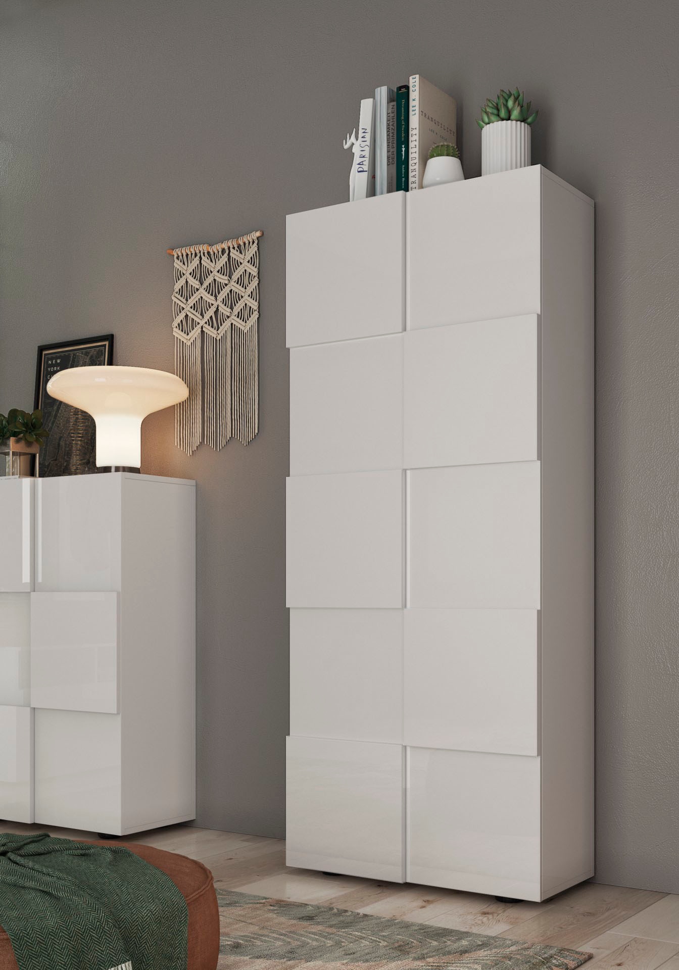 Home affaire Garderobenschrank "Dama Breite 78, Höhe 187 cm, Front 3D-Optik," Kleiderstange, 2 Einlegeböden, viel Stauraum