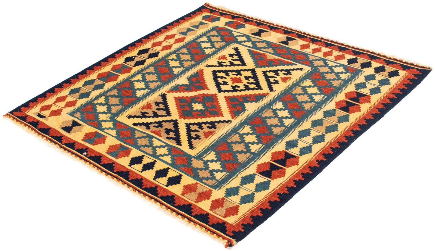 Wollteppich »Kelim - Oriental quadratisch - 100 x 100 cm - blau«, quadratisch, 6 mm...