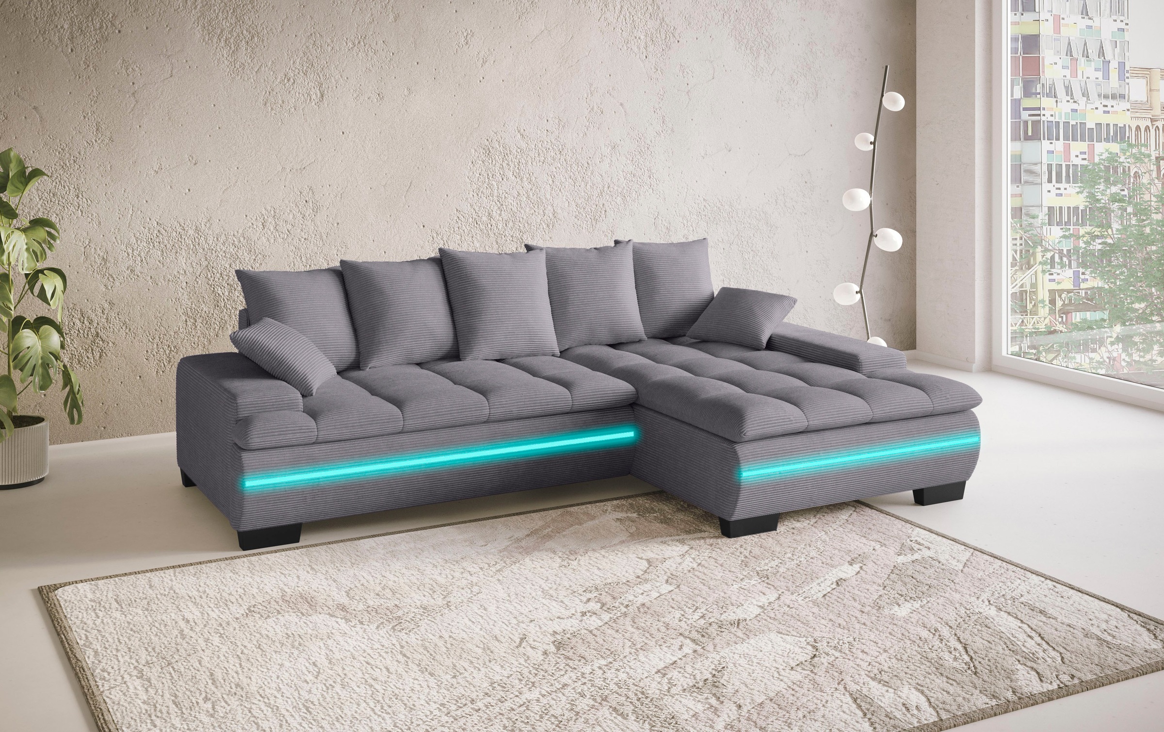 Mr. Couch Ecksofa "Haiti II, L-Form", RGB-LED Beleuchtung, Kaltschaum, wahl günstig online kaufen