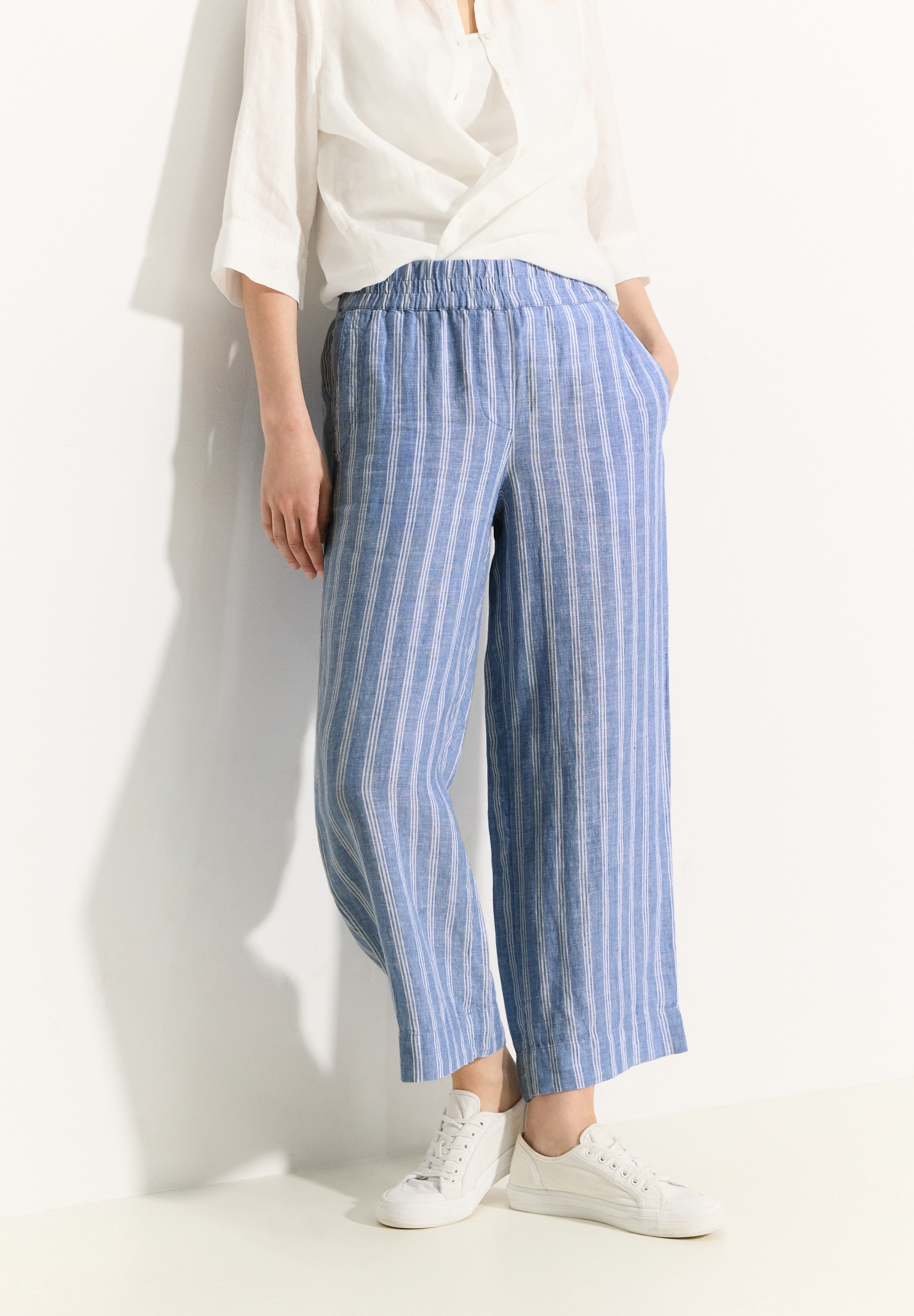 Leinenhose »NEELE«, mit Streifen im Culotte-Stil