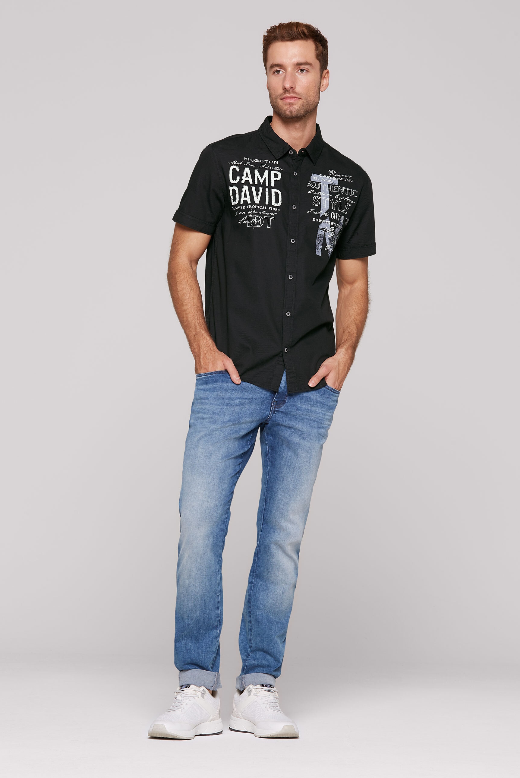 CAMP DAVID Kurzarmhemd, mit Webstruktur