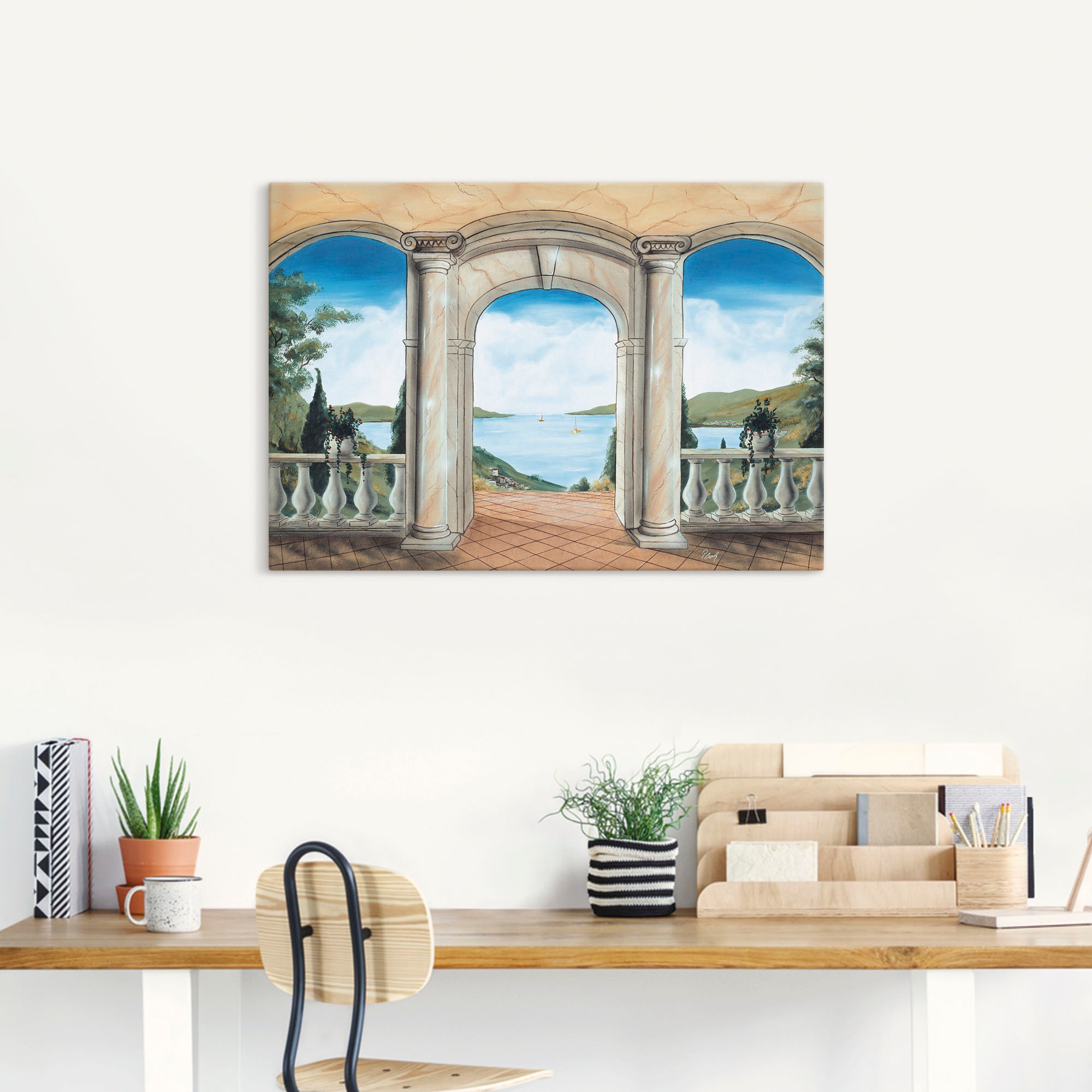 Artland Wandbild "griechische Terrasse" Europa 1 Stk. tlg. auf Holzrahmen g günstig online kaufen