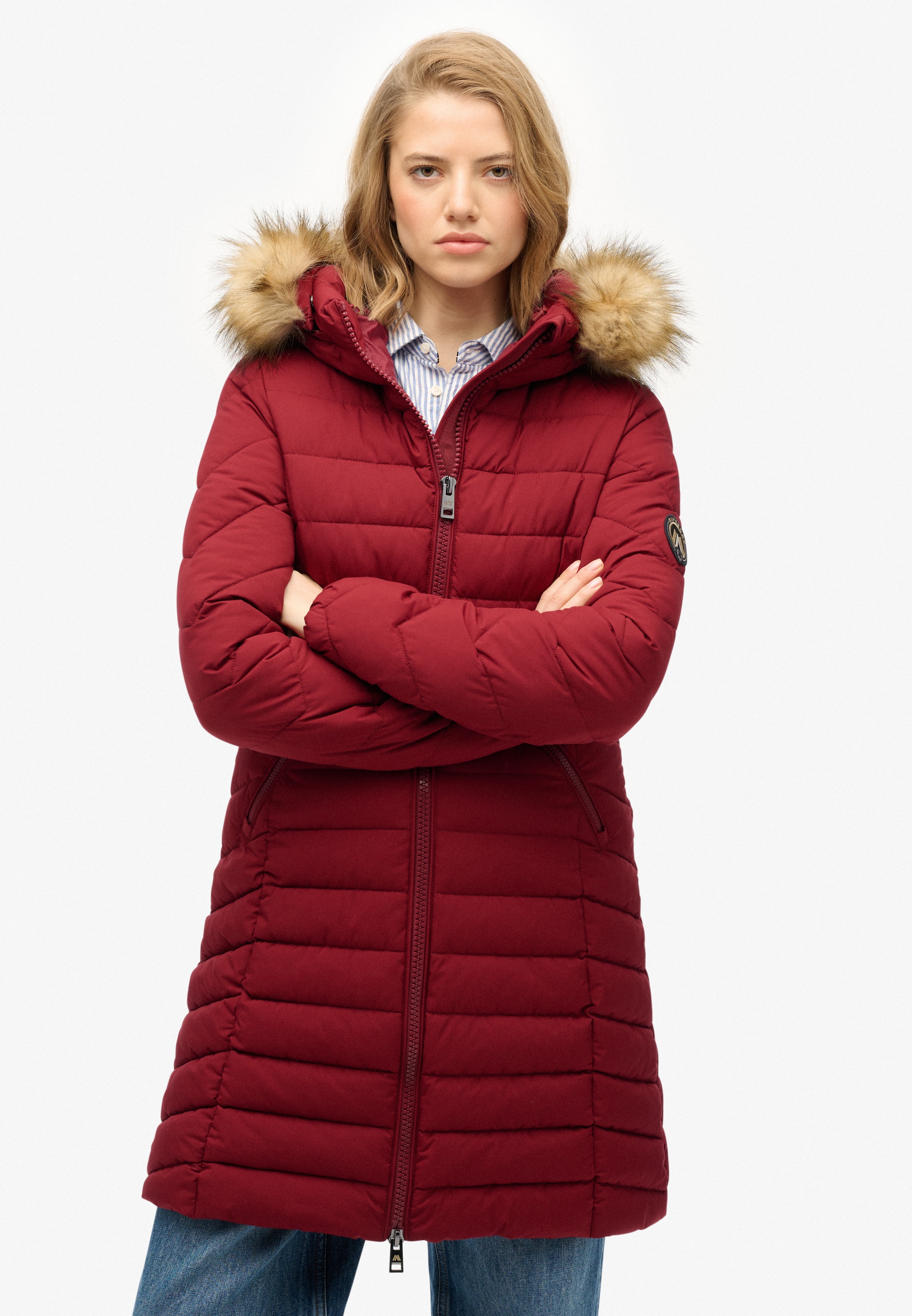 Superdry Steppjacke "FUJI FAUX FUR HOOD MID LENGTH", mit Kapuze günstig online kaufen