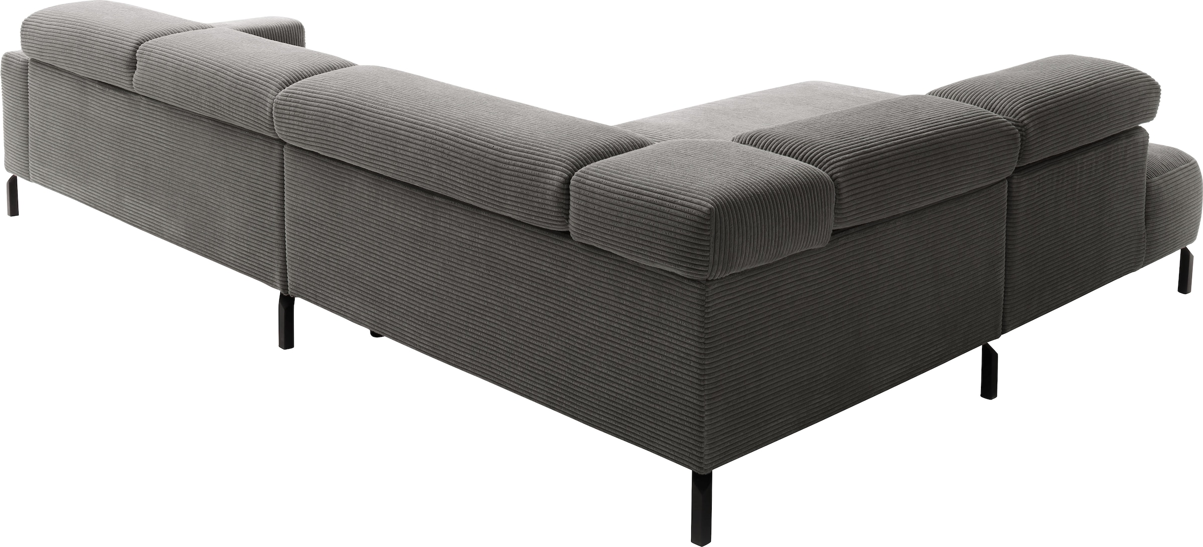 Places of Style Ecksofa »Antonelli, L-Form, inkl. Kopfteilverstellung, Breite 312 cm«, ohne Sitztiefenverstellung, in Cord, dunkelgrau