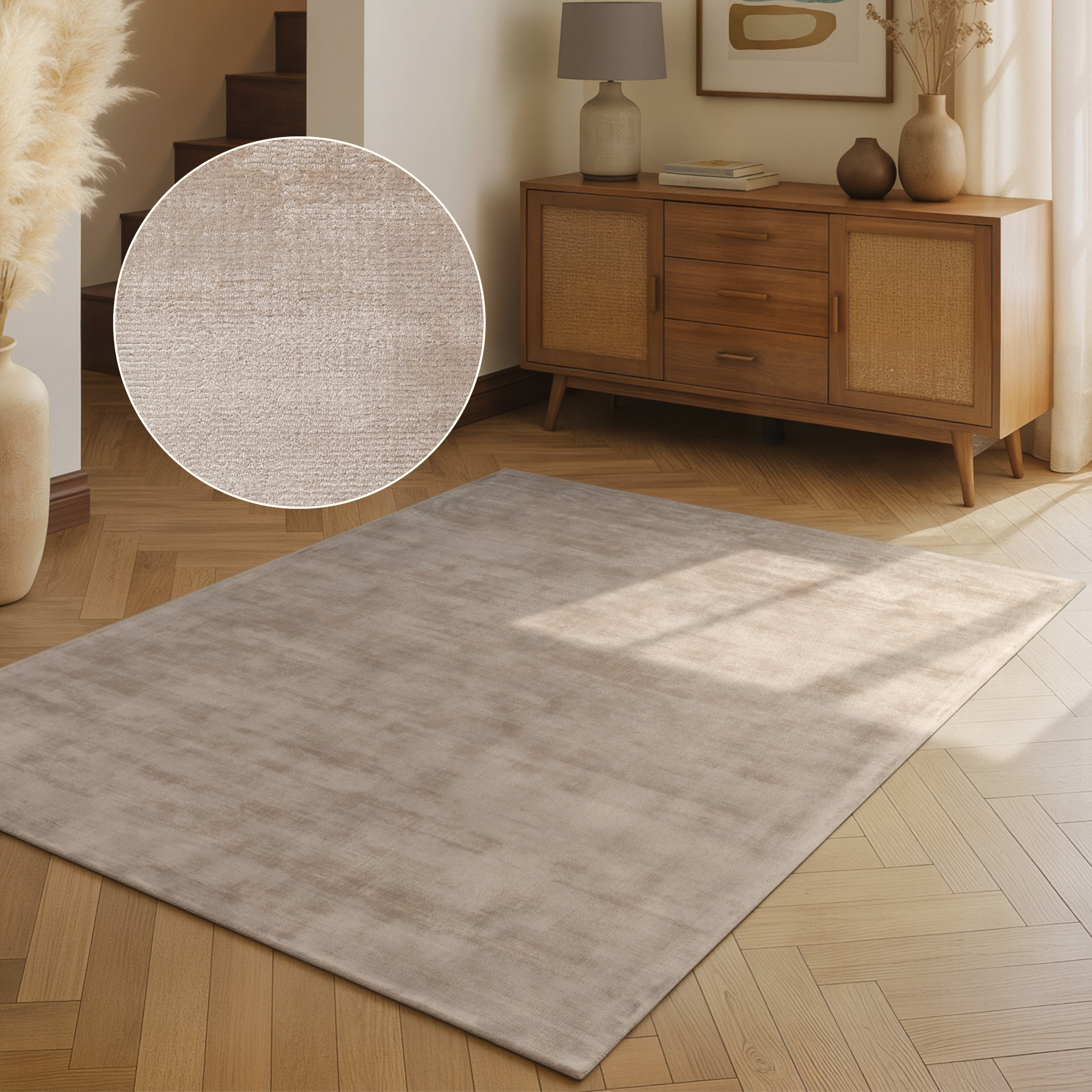 vikosa Teppich "Noemi" rechteckig 10 mm Höhe Dezenter Glanz, Weich, Seidenoptik, Viskose, Wohnzimmer, Schlafzimmer