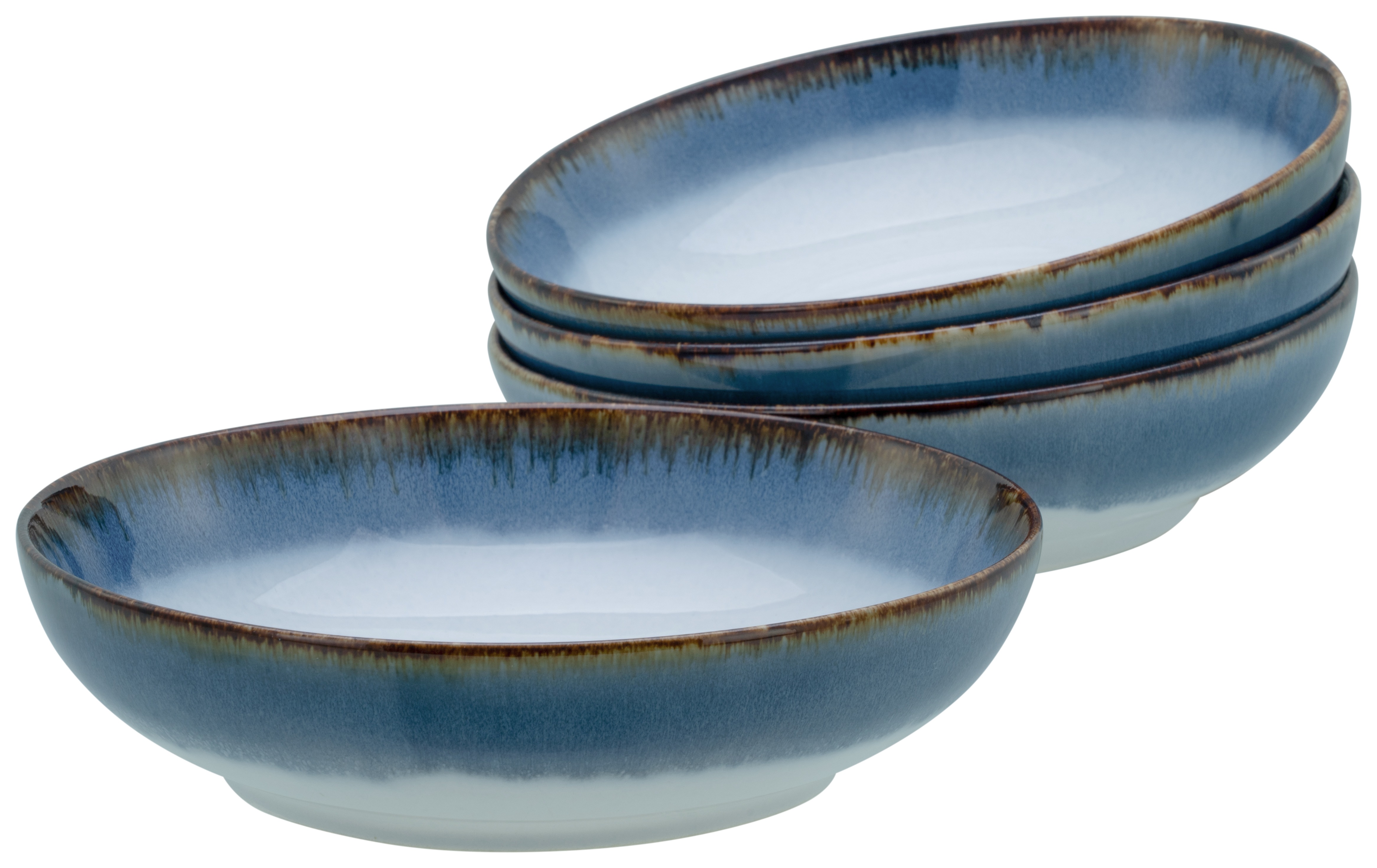 CREATABLE Schale "Cascade, Poke Bowl 22,5 cm 4-tlg", Ø 22,5cm, blau, Schüsseln, Rekativglasur, Healthy Food