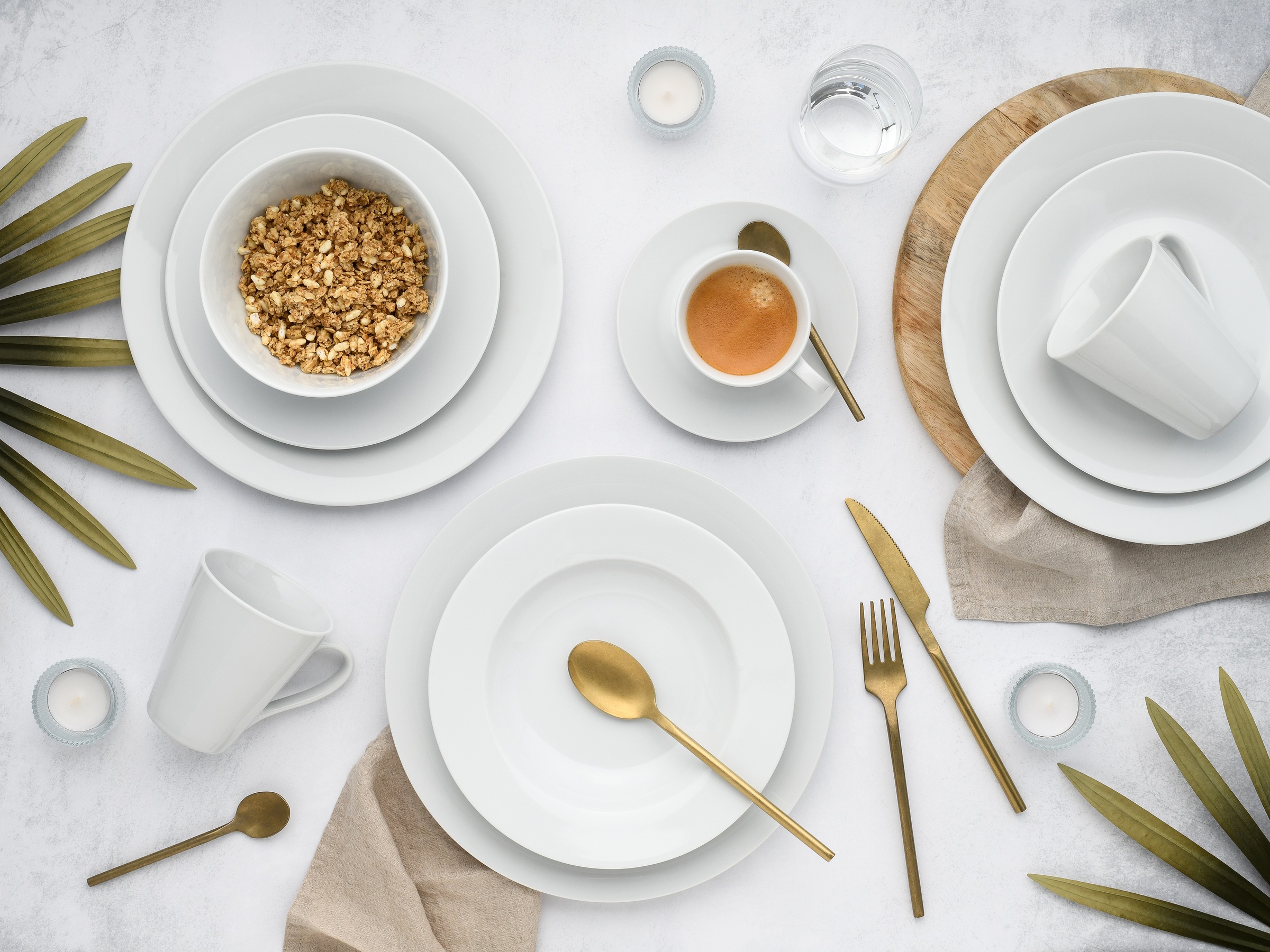 CreaTable Kombiservice »BASE Weiß, Service 42-tlg.« Klassisch, Zeitlos, Der Alleskönner