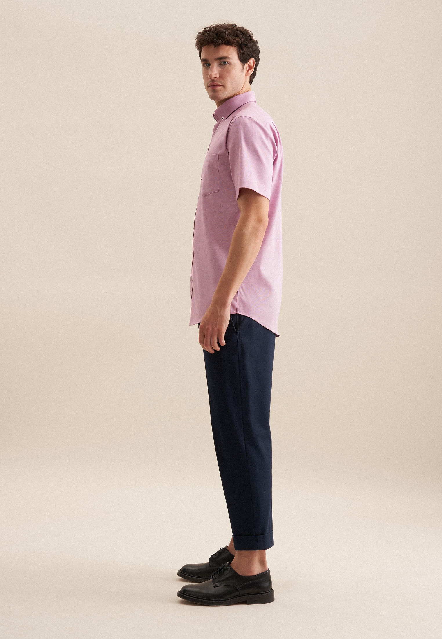 seidensticker Businesshemd »Regular«, Regular Kurzarm Button-Down-Kragen Struktur