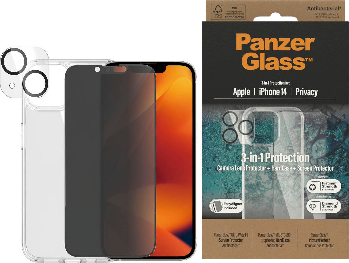 PanzerGlass Backcover »Set: Clear Glass + Case - iPhone 14«