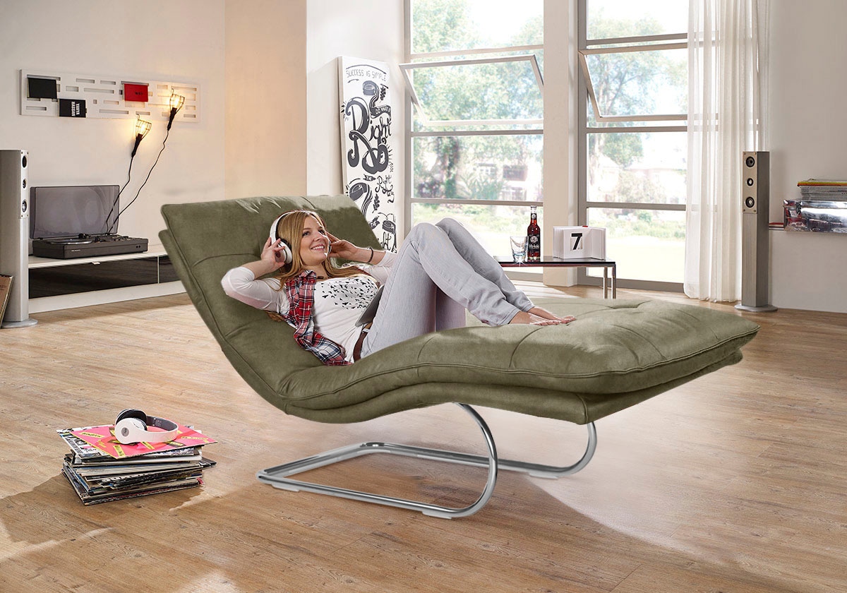 W.SCHILLIG Relaxliege "daily dreams" in Waffelkissen-Optik, wahlweise mit Motor, Freischwingergestell