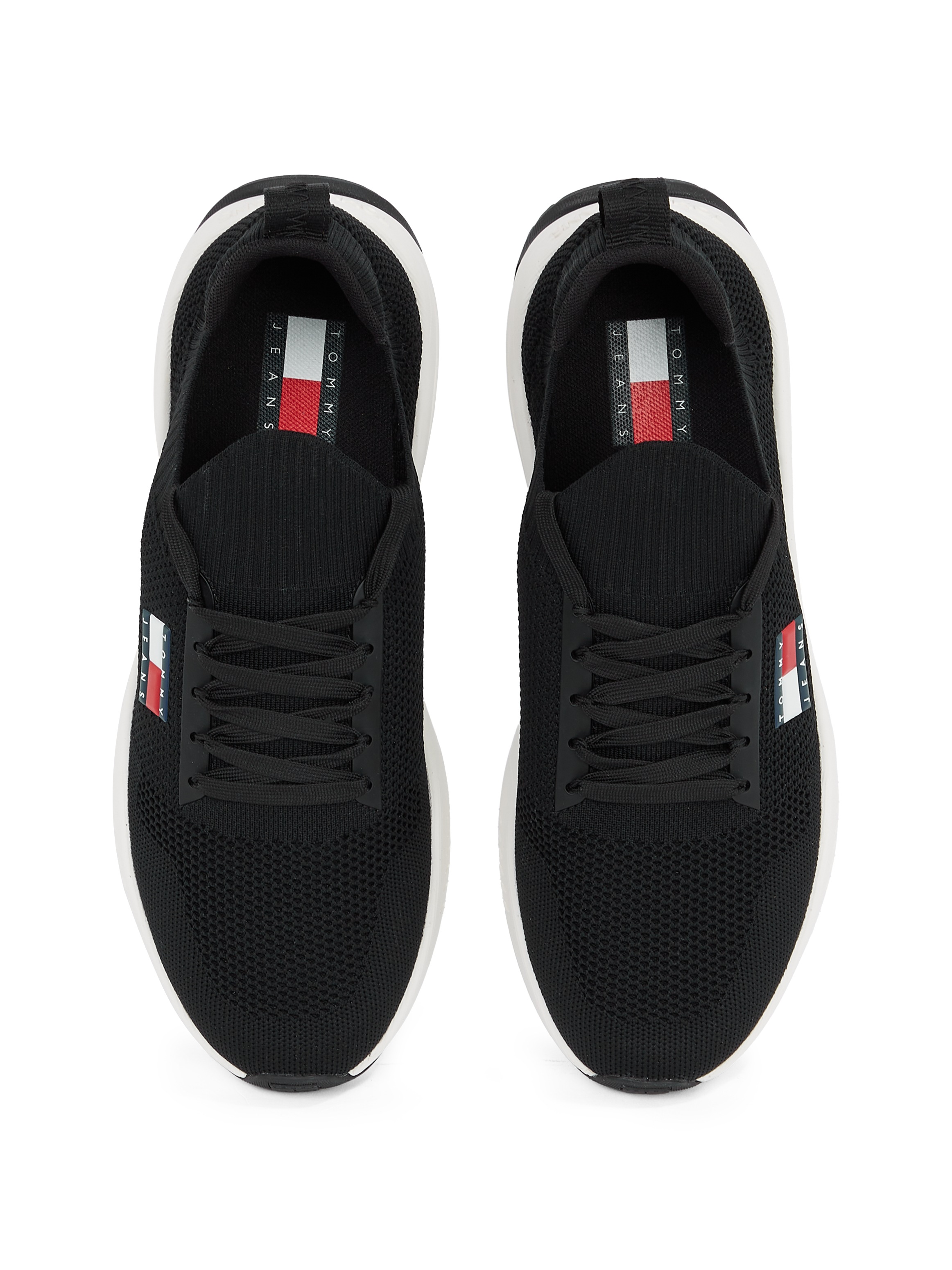 Tommy Jeans Slip-On Sneaker »TJM RUNNER KNTITTED«, Freizeitschuh, Halbschuh, Schlipper mit aufgesetzter Schnürung
