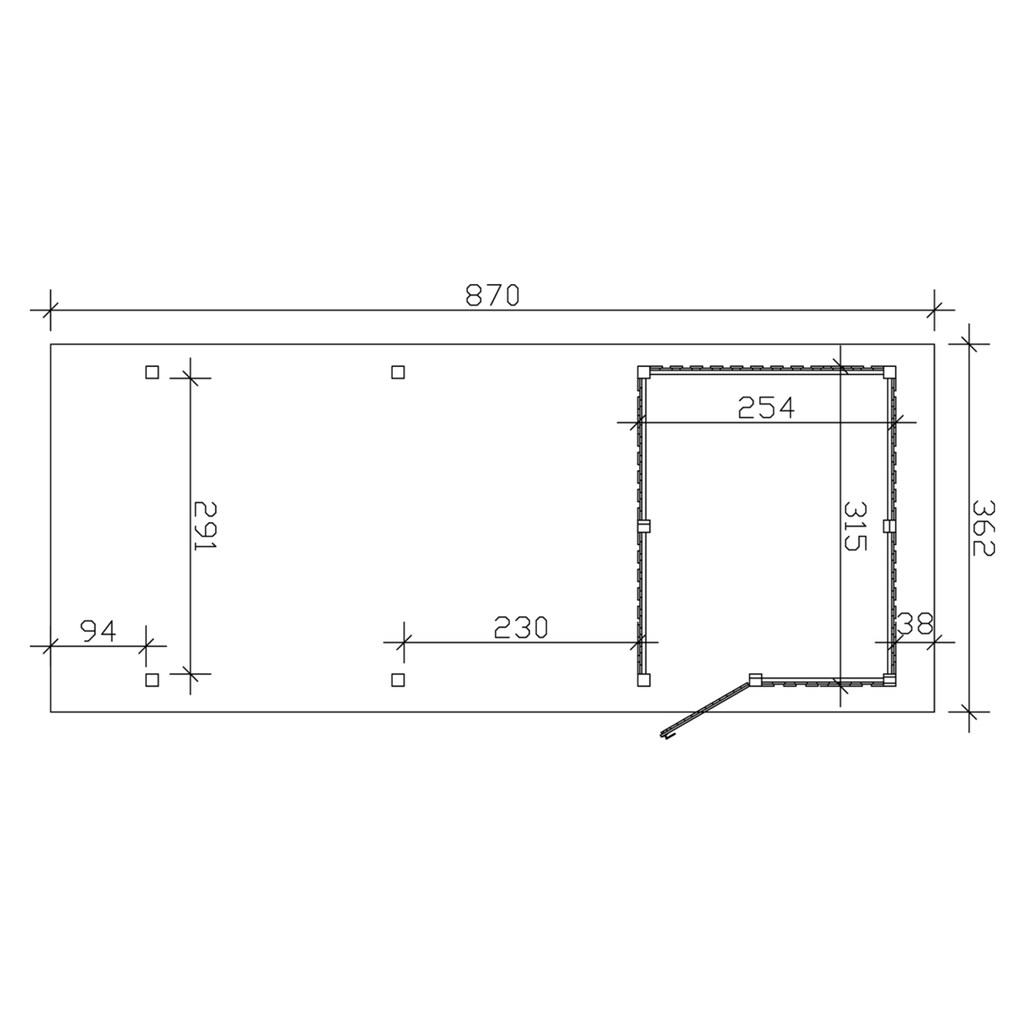 Skanholz Einzelcarport »Wendland«, Leimholz-Nordisches Fichtenholz, 291 cm, dunkelgrau