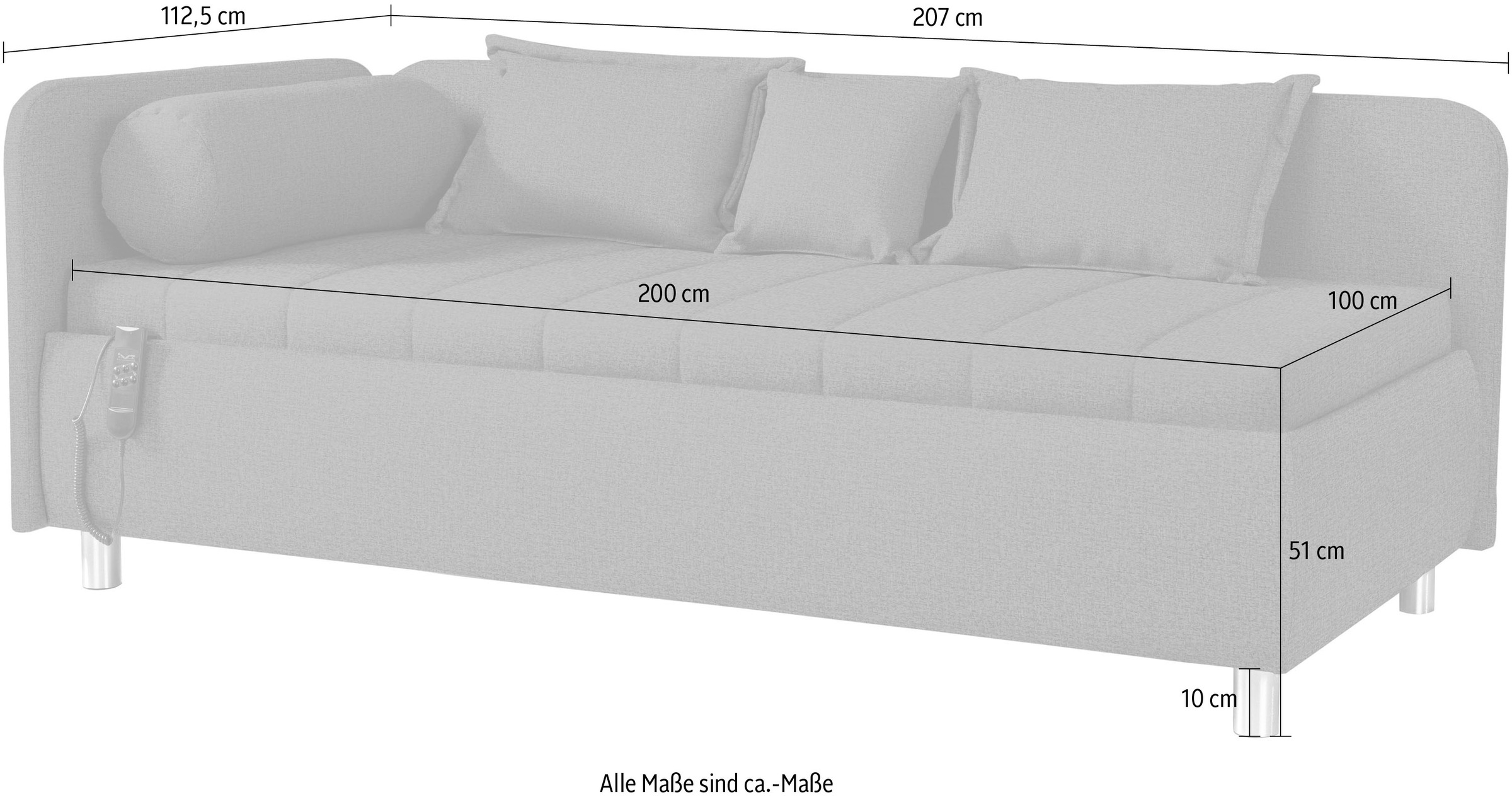 alina Schlafsofa »Kiana«, Liegefläche 90/200 cm oder 100/200 cm, Bettkasten, Zierkissen-Set