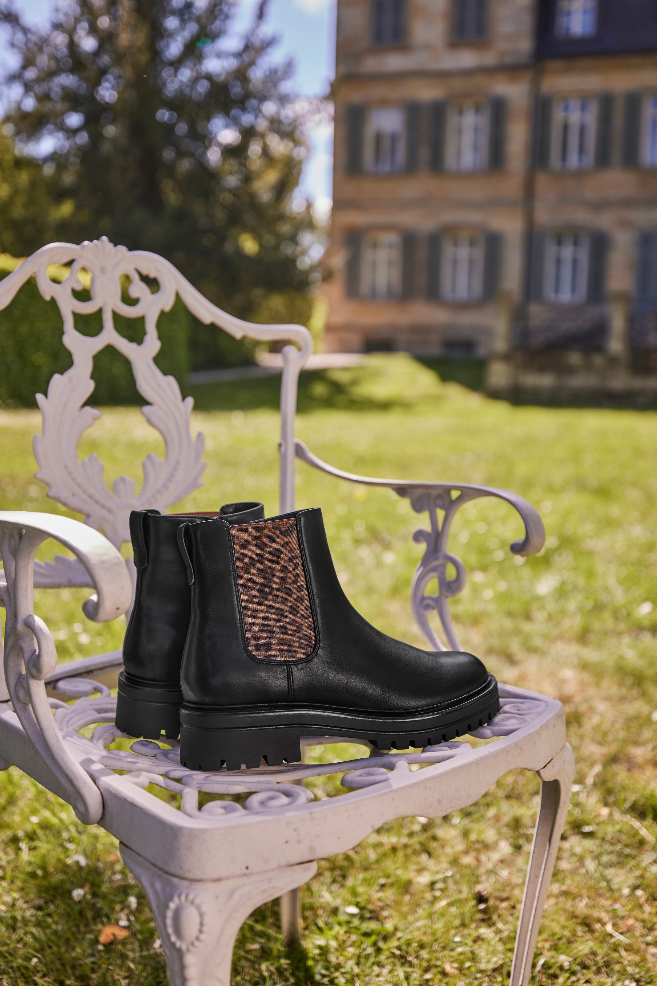 Aniston SHOES Chelseaboots, Stiefelette, Blockabsatz, mit Animal-Print - NEUE KOLLEKTION