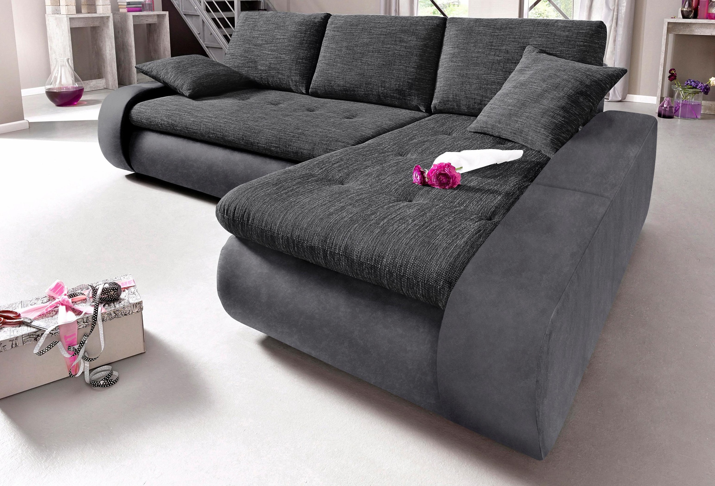 TRENDMANUFAKTUR Ecksofa »Indie, modern und bequem, Materialmix, OTTOs Choice, L-Form«, wahlweise XL oder XXL