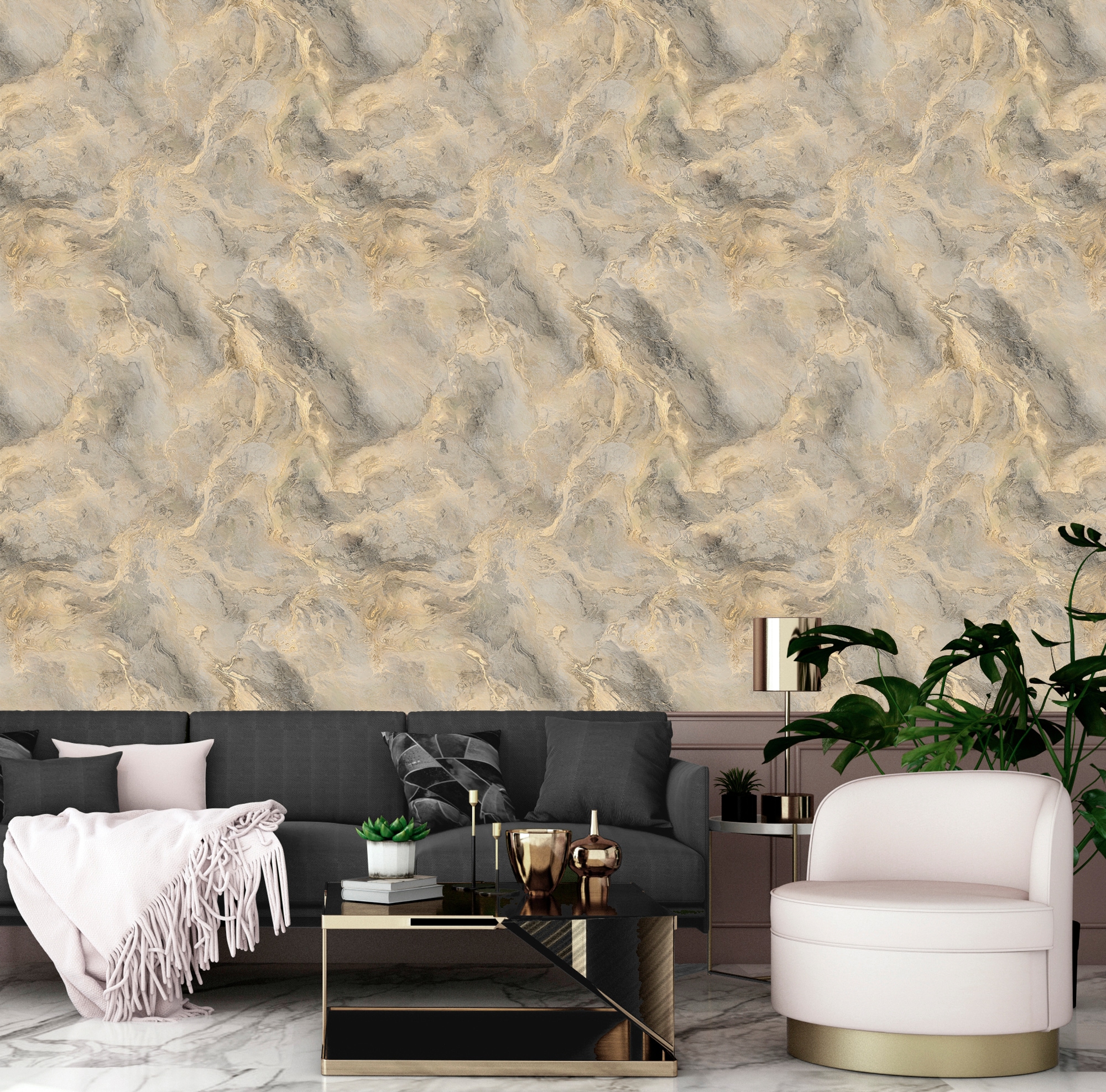 queence Vinyltapete »Marmor« Abriebeffekte | Steinoptik | bedruckt | clean | minimalistisch | unifarben glatt 90x250cm, selbstklebend, kinderleichte Anbringung, , Sticker