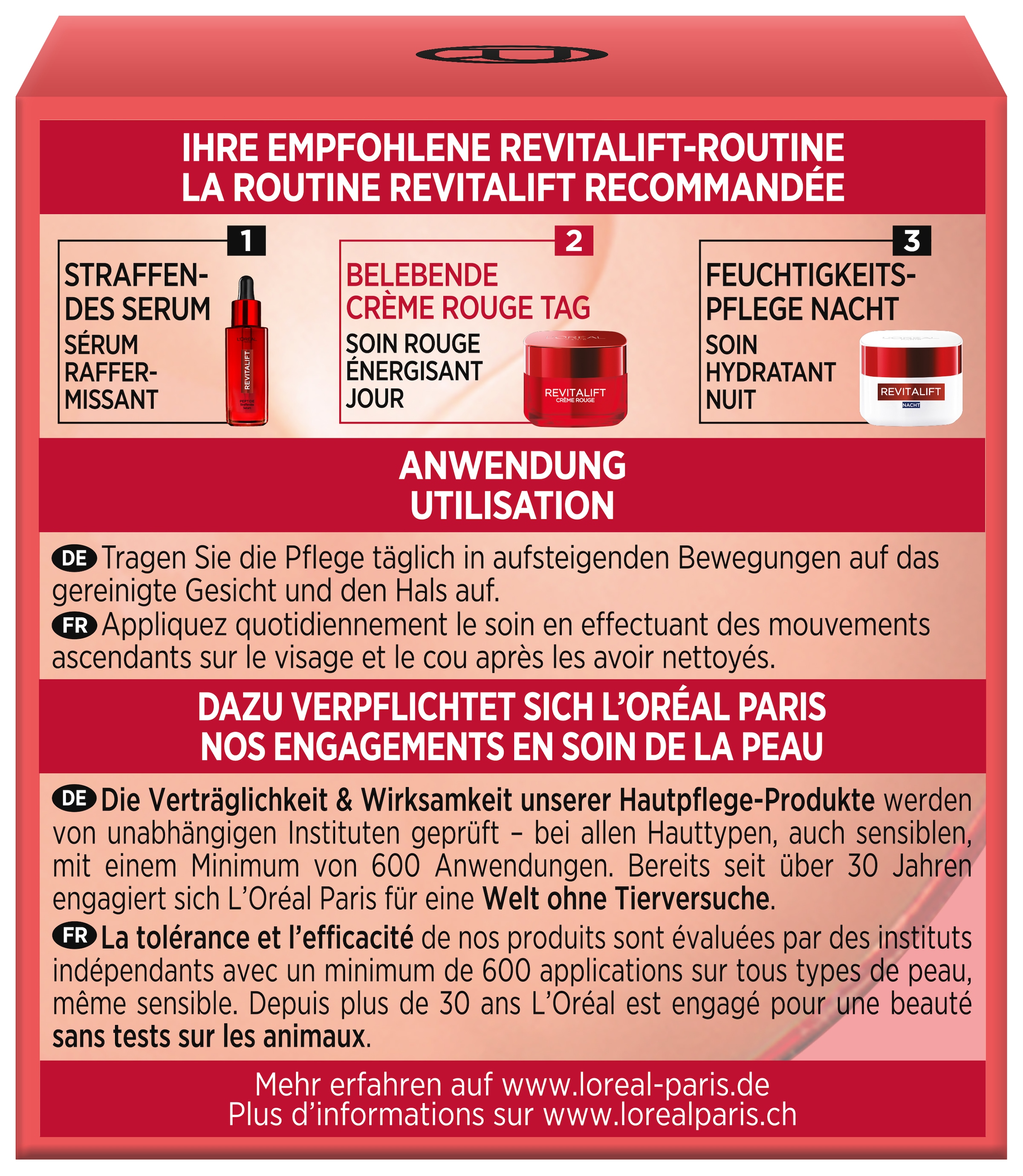 L'ORÉAL PARIS Tagescreme »REVITALIFT KLASSIK CRÈME ROUGE« bekämpft Anzeichen von Müdigkeit, mildert Falten, strafft die Haut