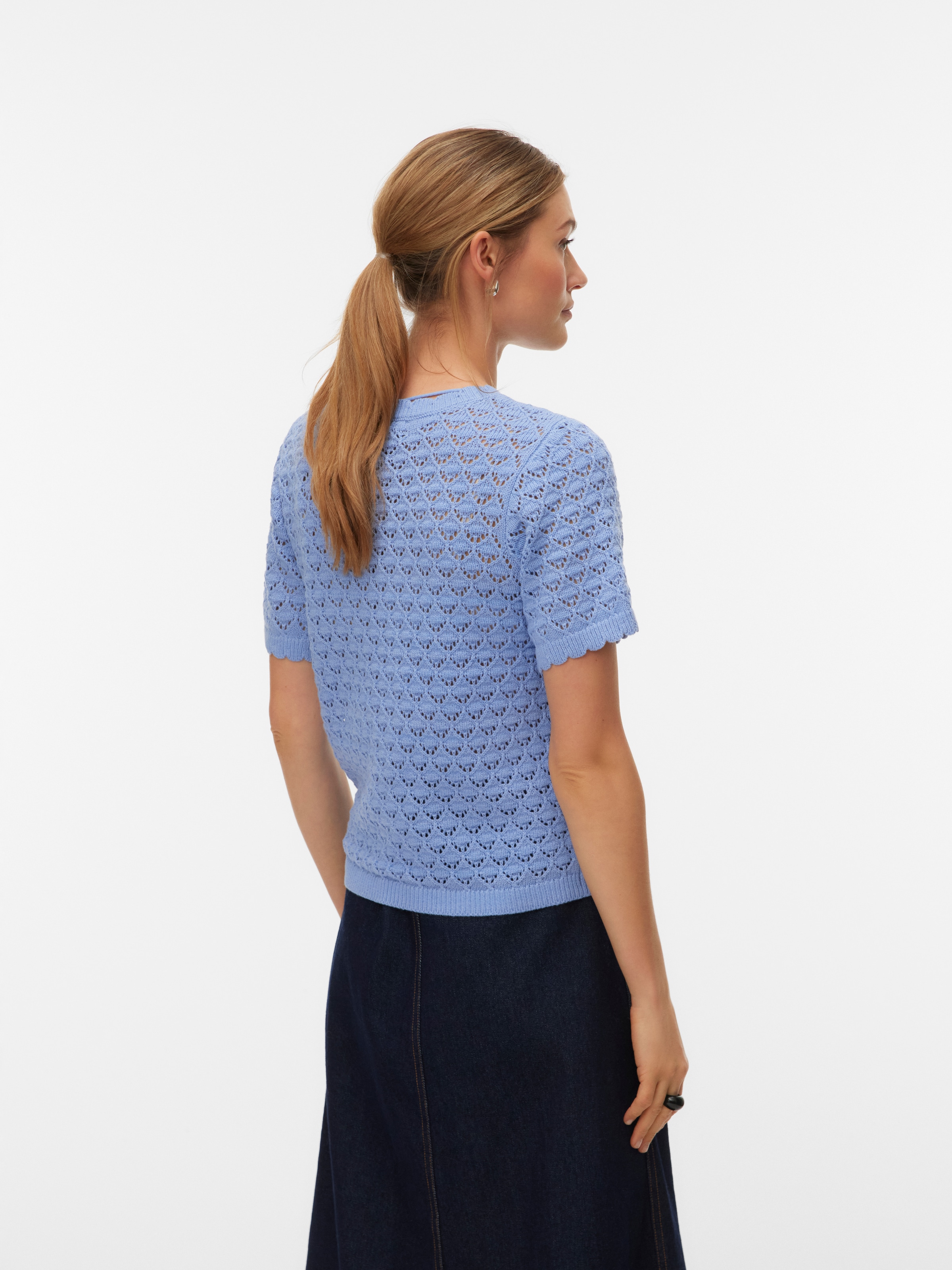 Vero Moda Stricktop »VMJAQUELINE SS O-NECK TOP BOO« mit zartem Muster
