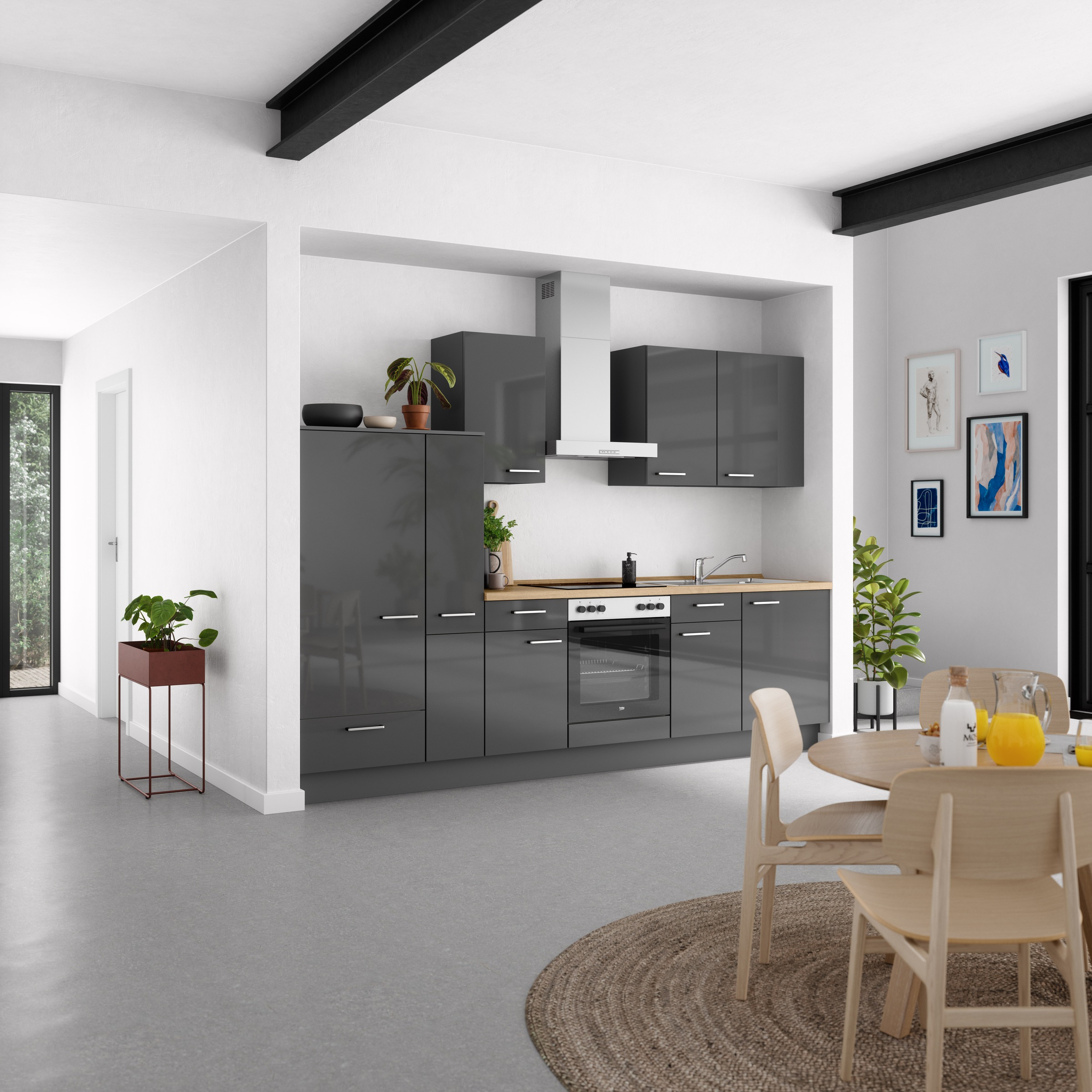 nobilia® Küchenzeile »"Flash I"«, vormontiert, Ausrichtung wählbar, Breite 300 cm, wahlw. mit E-Geräten