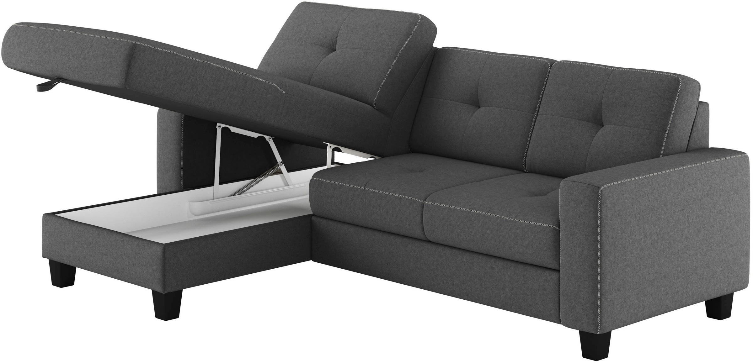 Places of Style Ecksofa »Varese L-Form«, Kreuznaht in beige