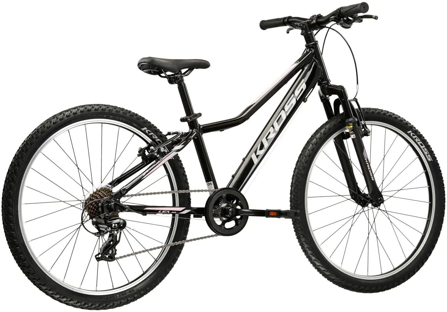 Kross Kinderfahrrad »KROSS Kinderad 24" Lea JR 1.0 Schwarz 8 Gänge 2026« 8 Gang Shimano TOURNEY TX800 Schaltwerk Kettenschaltung