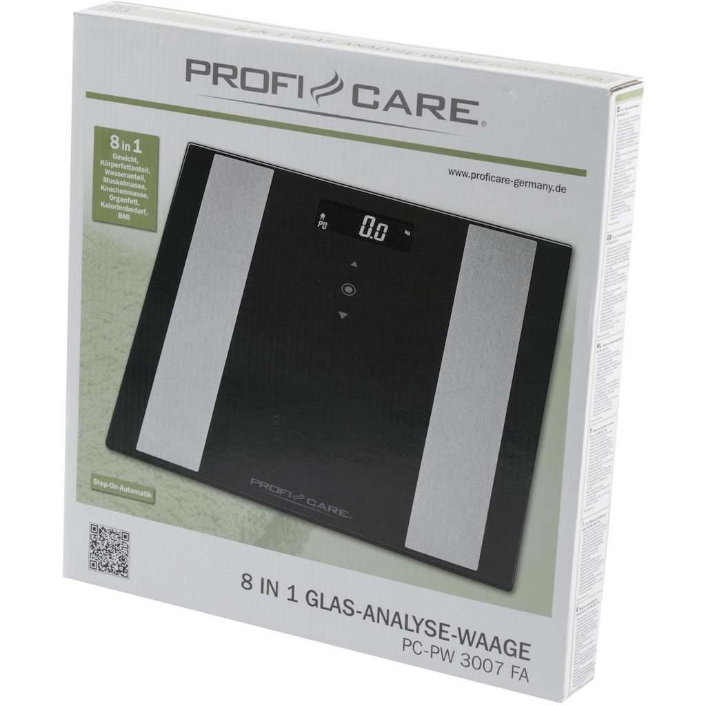 ProfiCare Körper-Analyse-Waage »PC-PW 3007 FA«, 8 in 1 Glas-Analyse-Waage in 2 Farben