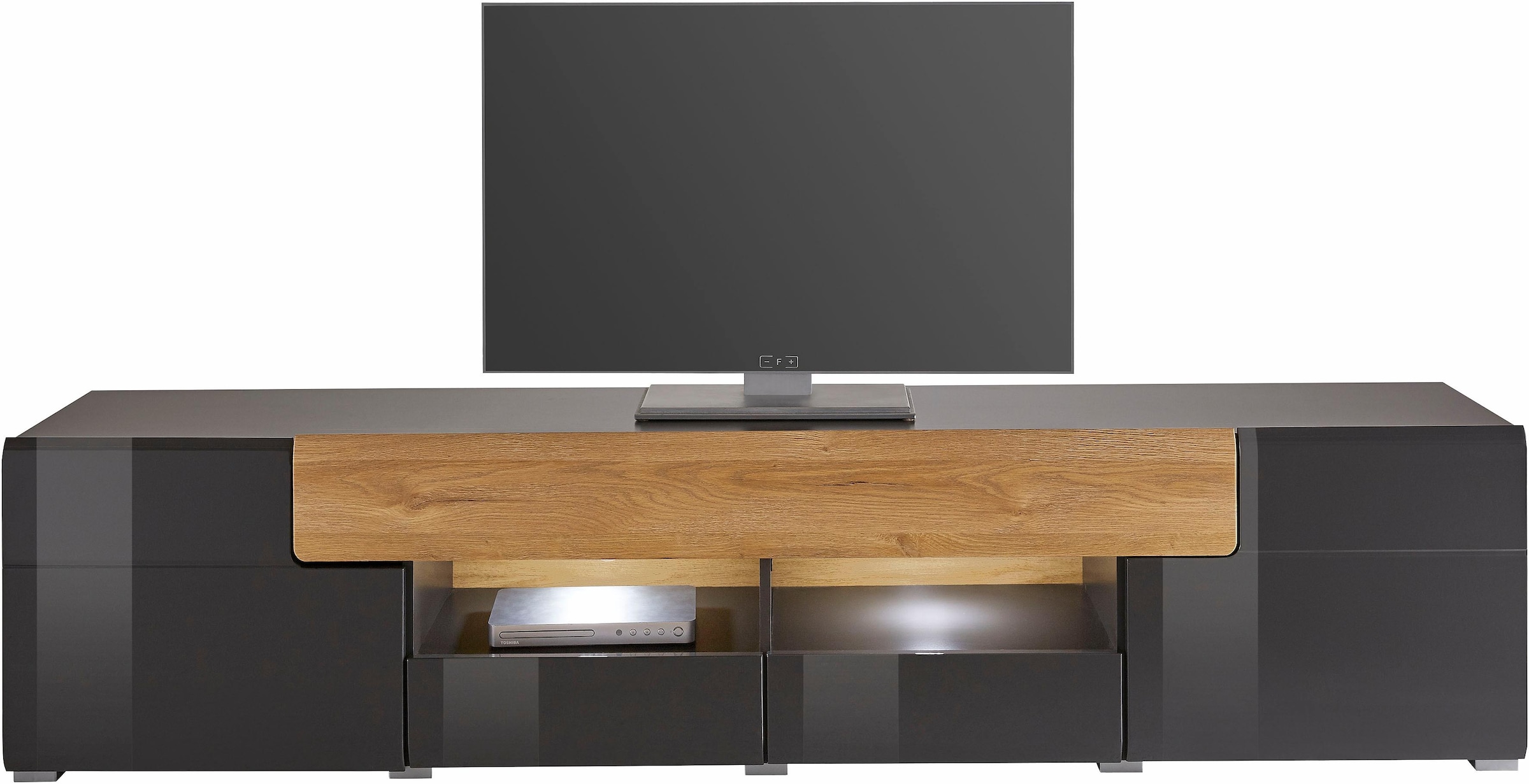 INOSIGN Lowboard »Toledo,Breite 209cm, trendige TV-Schrank mit dekorative Fräsungen«, TV-Board ohne Beleuchtung, TV-Kommode mit viel Stauraum