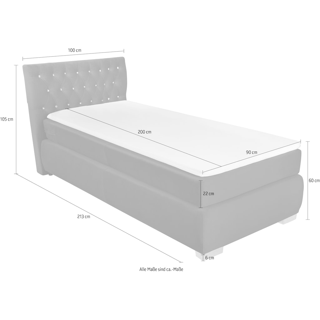 Leonique Boxspringbett »Rumba«, Taschenfederkern-Matratze in Härtegrad 3, in 4 Breiten, incl. Topper