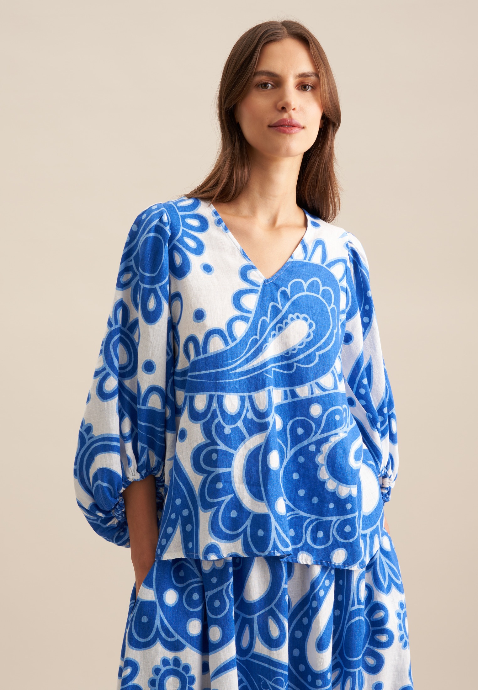seidensticker Shirtbluse "Schwarze Rose", 3/4 V-Neck Paisley günstig online kaufen
