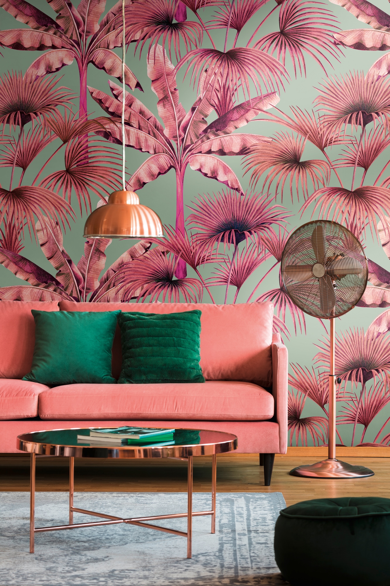 living walls Fototapete "Metropolitan Stories. Travel Styles. Dschungeltapete" gemustert matt neutral glatt Fototapete Palmen Pflanzen Tropisch Tapeten Wohnzimmer Schlafzimmer
