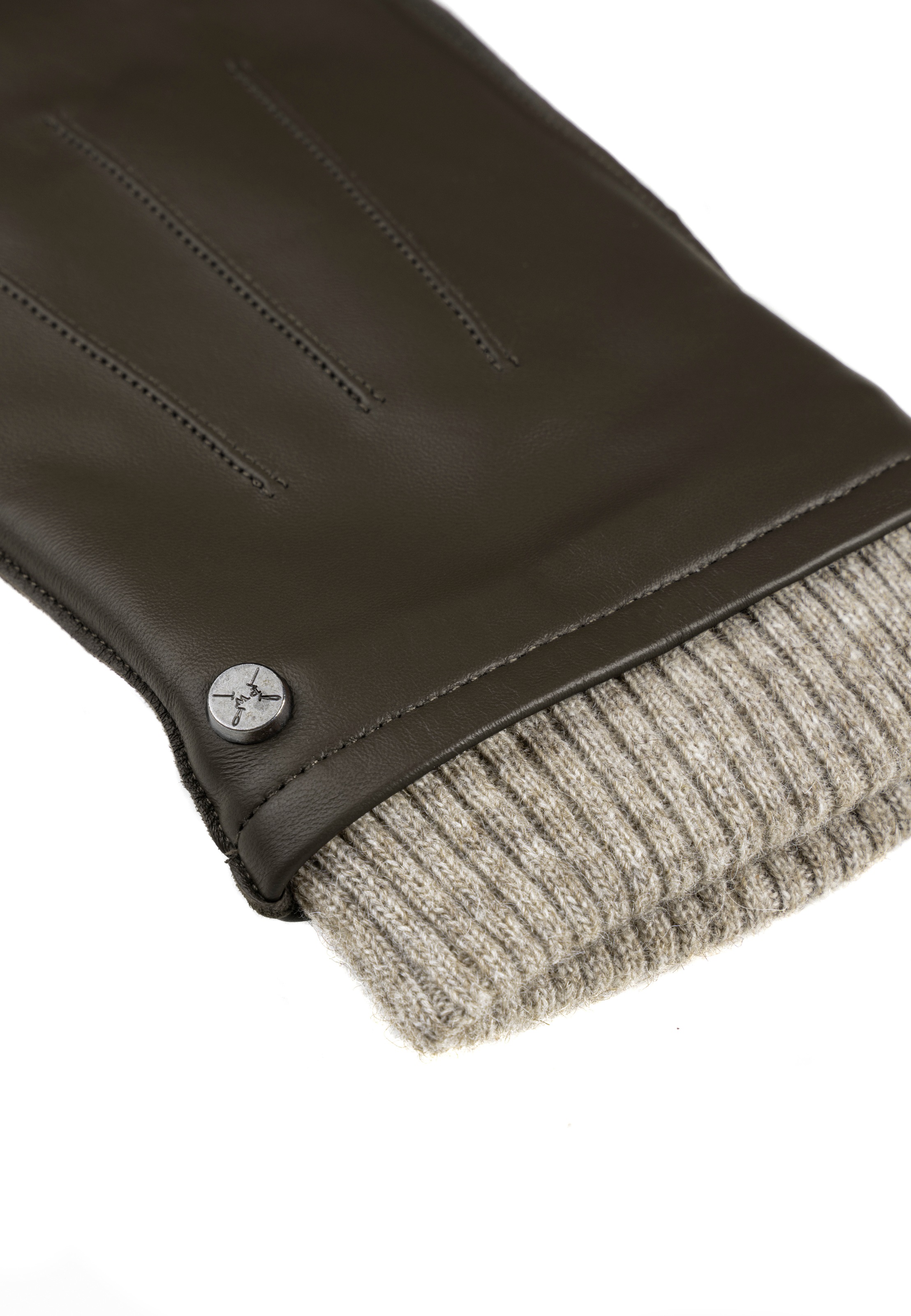 PEARLWOOD Lederhandschuhe »JACKSON«, (1 Paar), Strickbündchen, dekorative Ziernähte, weiches Fleecefutter