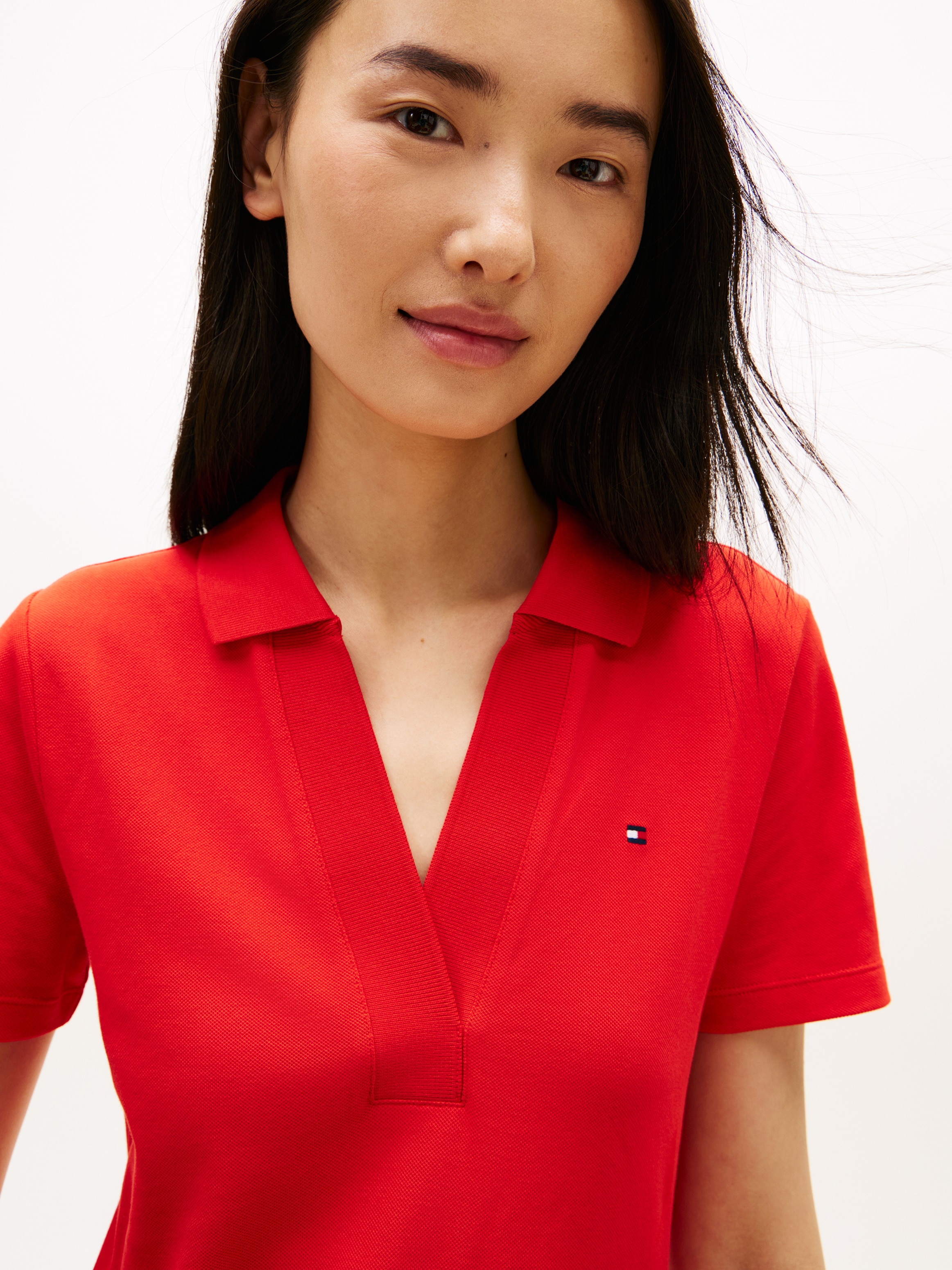 Tommy Hilfiger Polokleid »SLIM OPEN NK POLO DRESS SS« mit gestickter Tommy Hilfiger Flagge