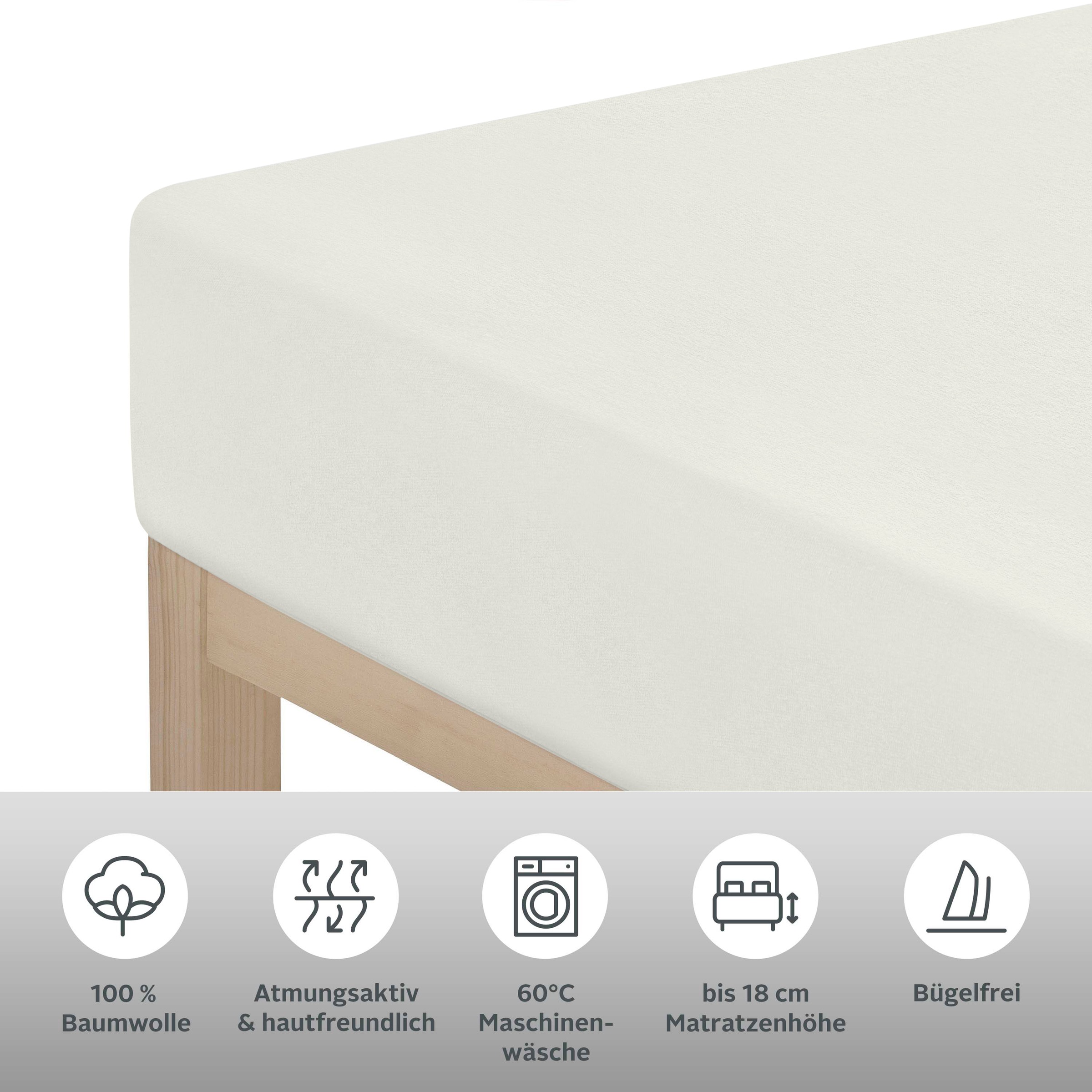 OTTO home Spannbettlaken »PHYSALIS Comfort« Baumwolle 150 g/m², Matratzen bis 20 cm Höhe, Bettlaken, Spannbetttuch