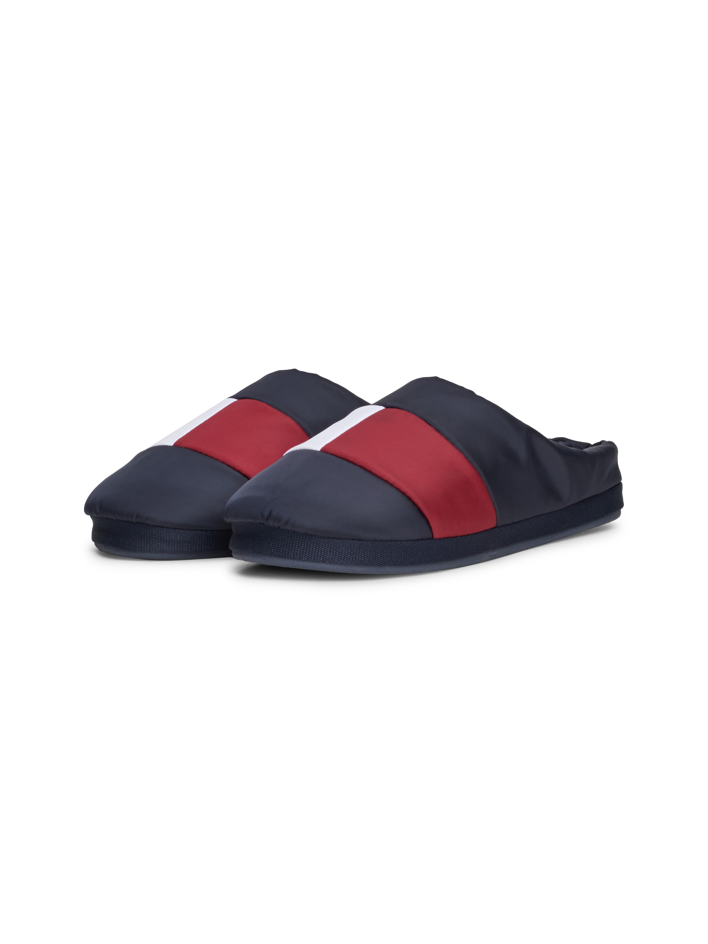 Tommy Hilfiger Pantoffel »HILFIGER NYLON FLAG HOUSE SHOE«, Casualmode, Schlupfschuh, Hausschuh mit Kontrastbesatz